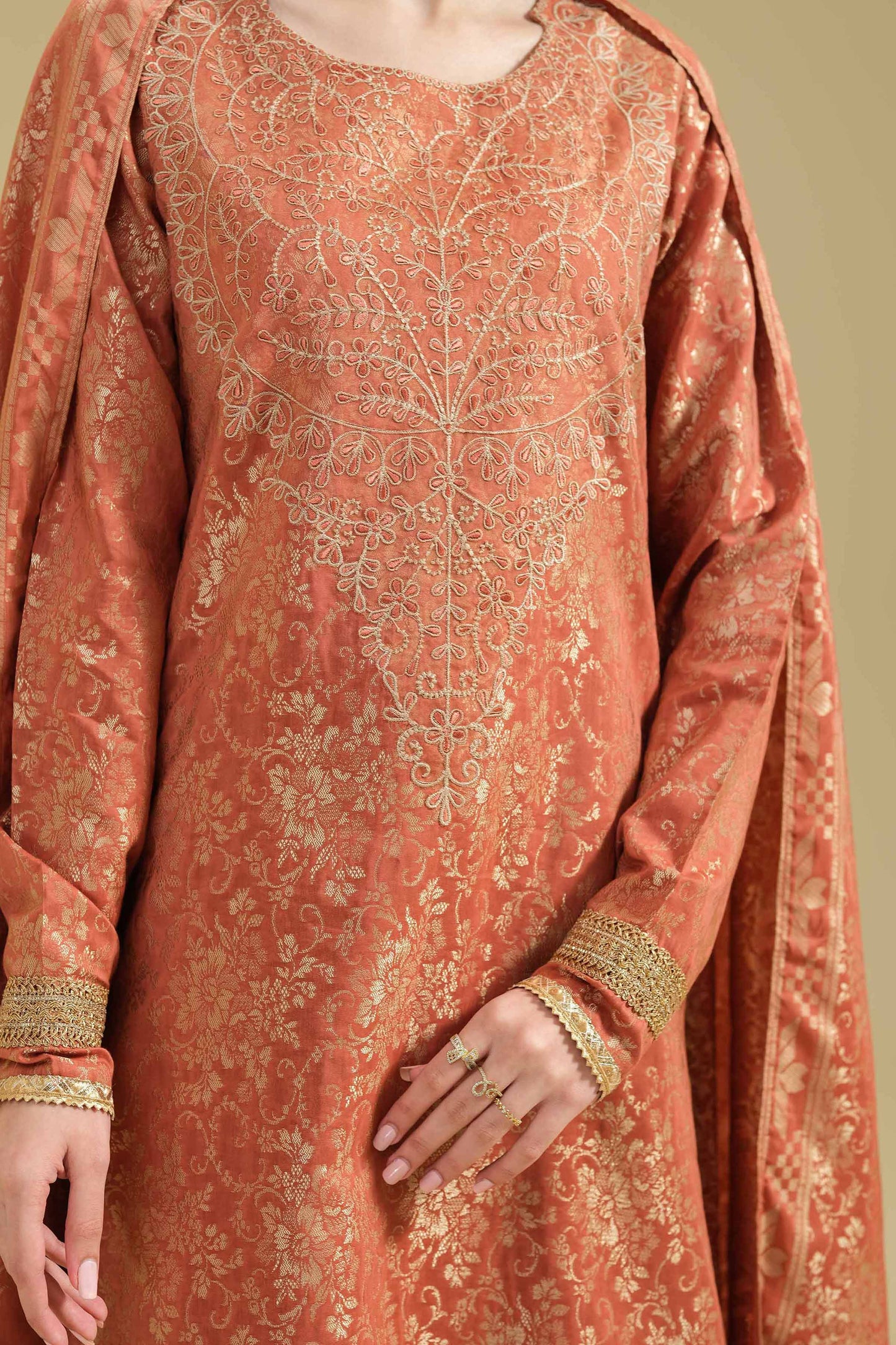 Unstitched Winter'24 - 3 Piece - Jacquard Embroidered Suit - 42404735