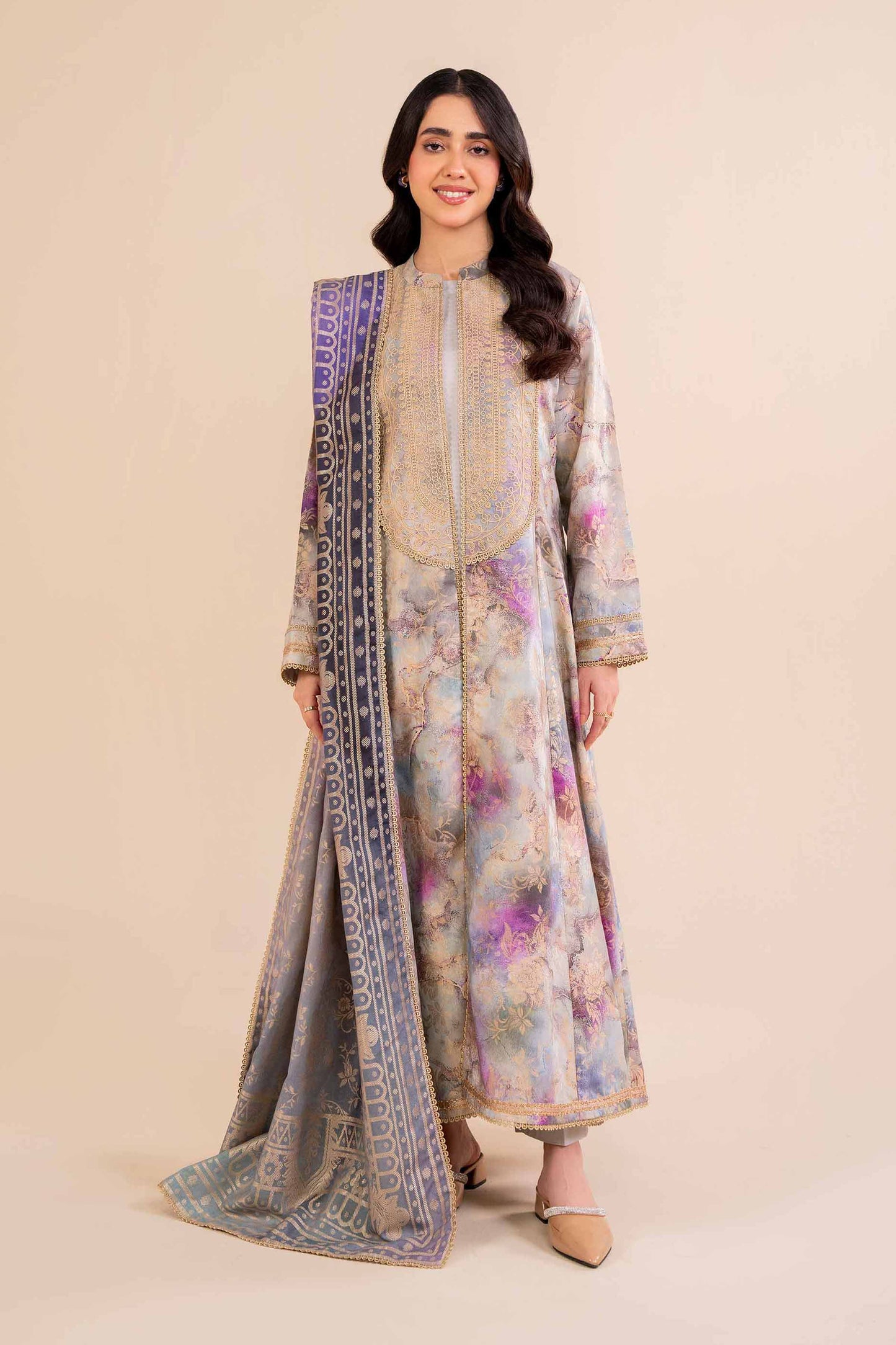 Unstitched Winter'24 - 3 Piece - Digital Printed Jacquard Embroidered Suit - 42404739