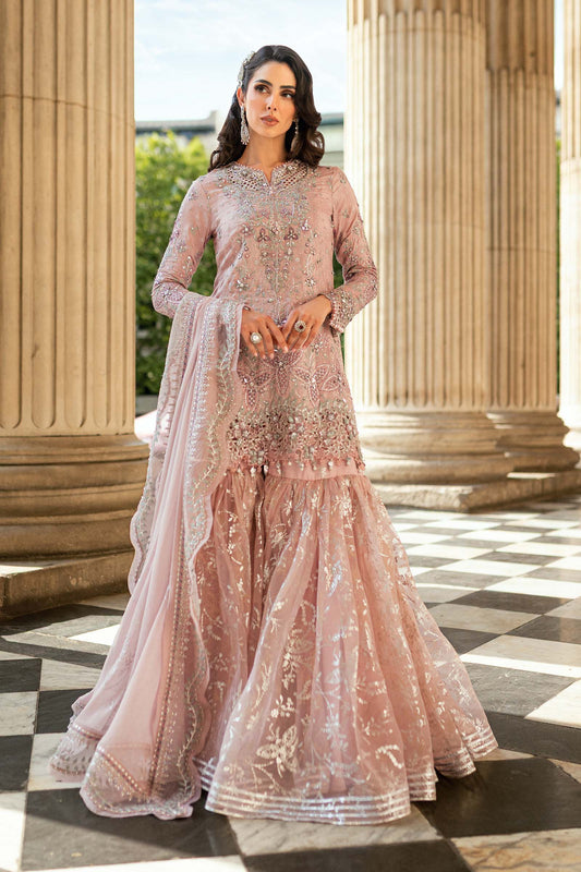 3 Piece Unstitched Embroidered Raw Silk Suit WF-09-05-Nude Pink - RTS