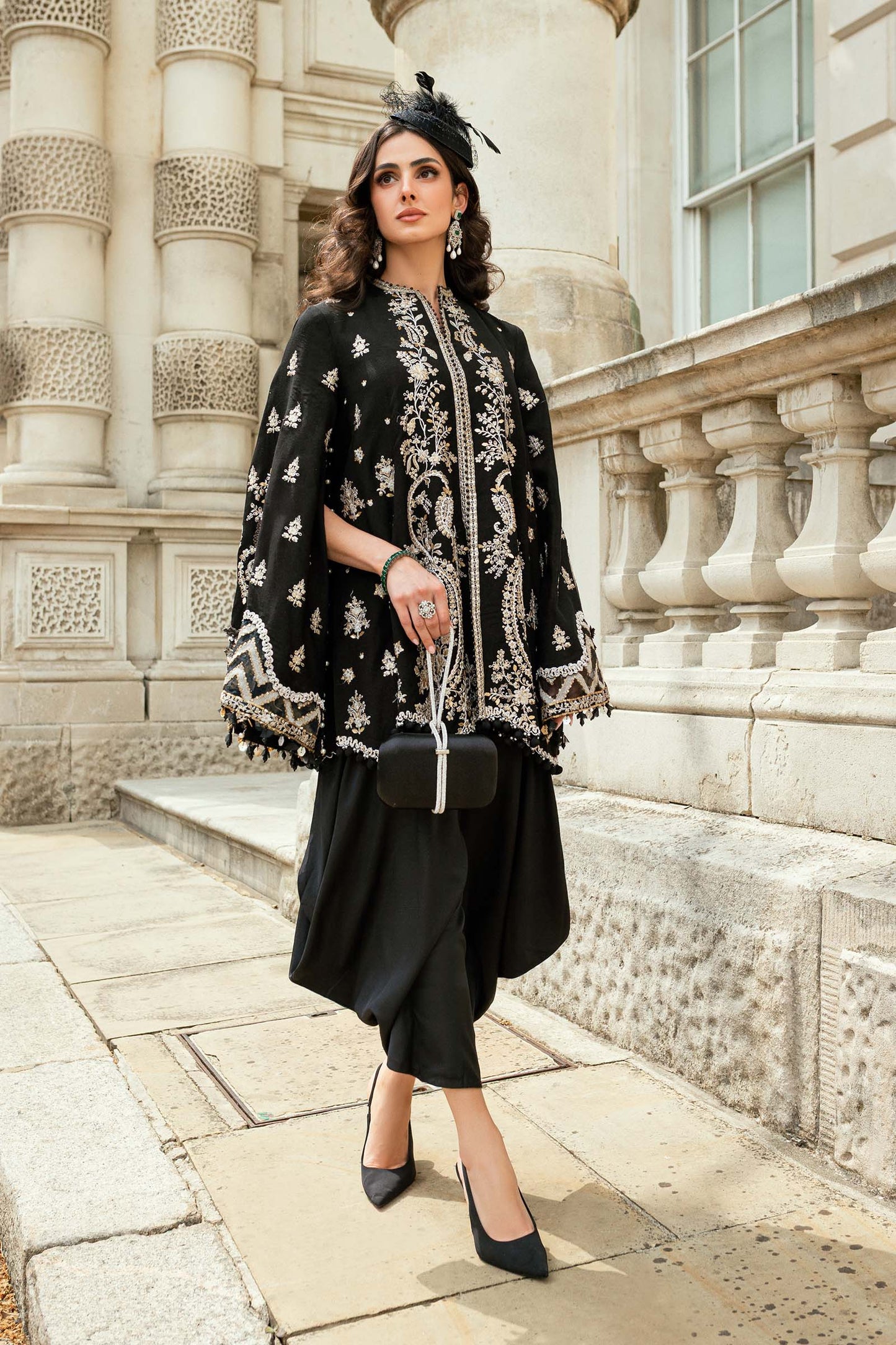 3 Piece Unstitched Embroidered Raw Silk Suit WF-09-03-Black - RTS