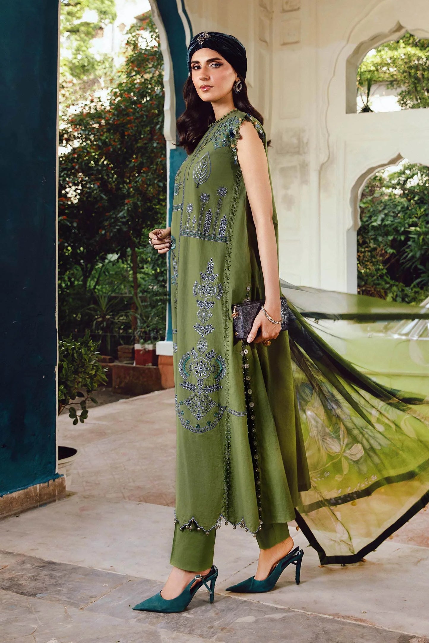 3 Piece Stitched Embroidered Cambric Suit | MPT-2701-A - RTS