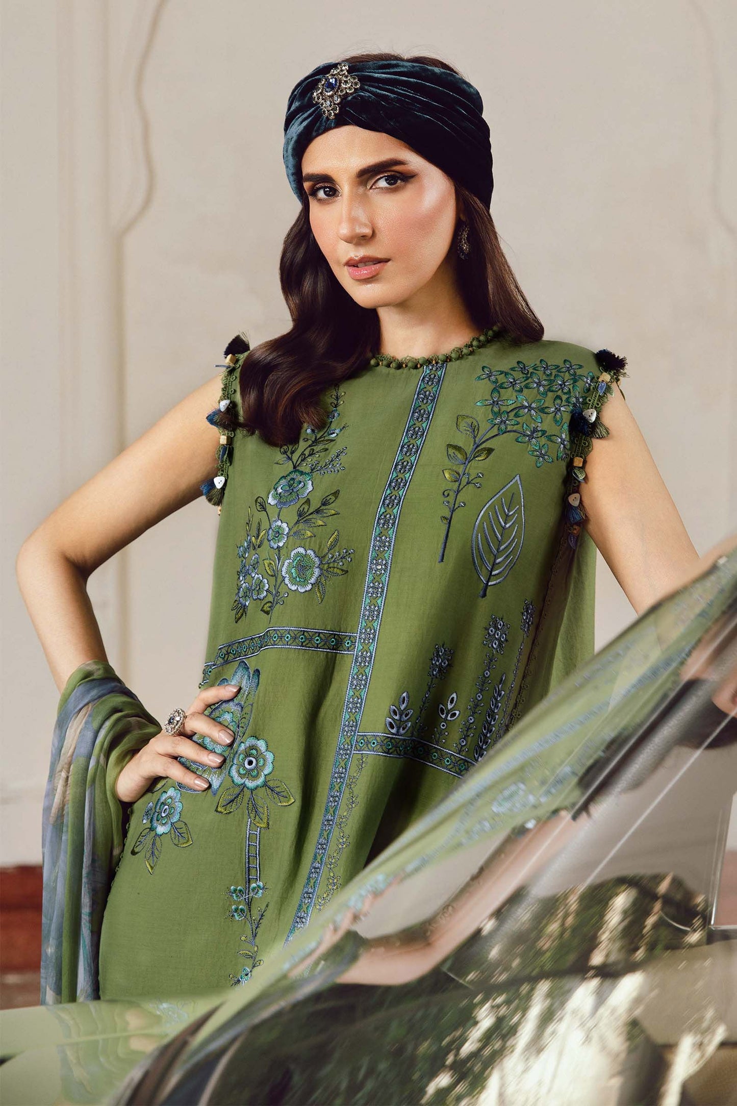 3 Piece Stitched Embroidered Cambric Suit | MPT-2701-A - RTS