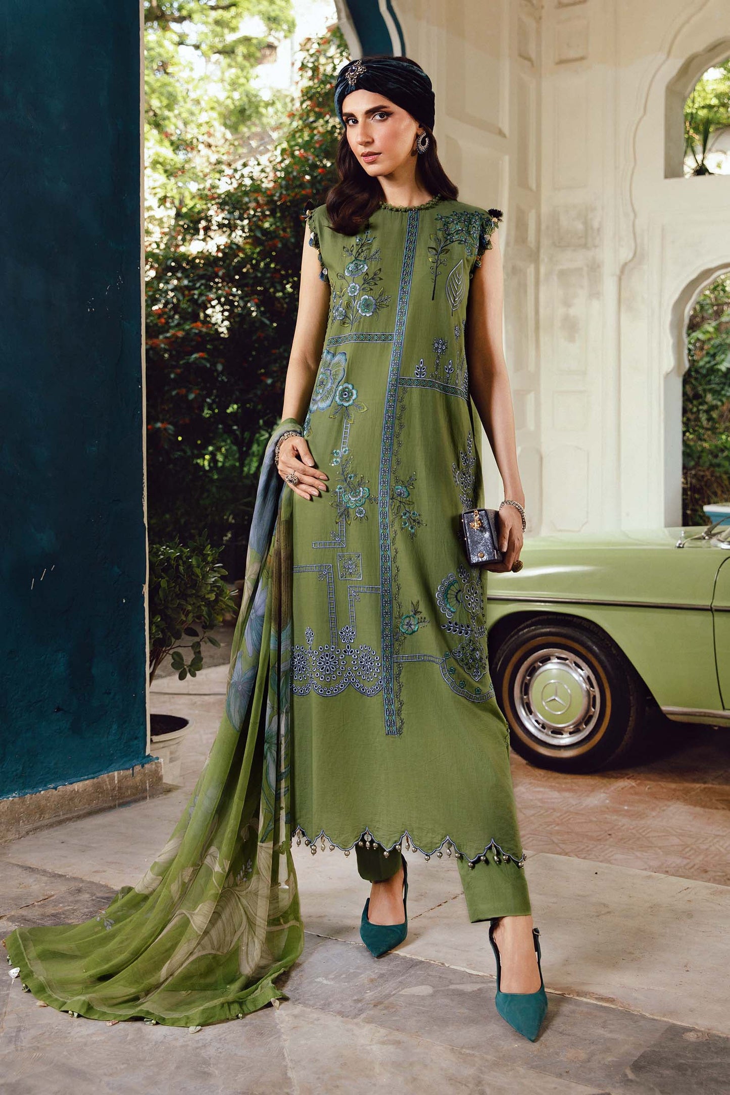3 Piece Stitched Embroidered Cambric Suit | MPT-2701-A - RTS