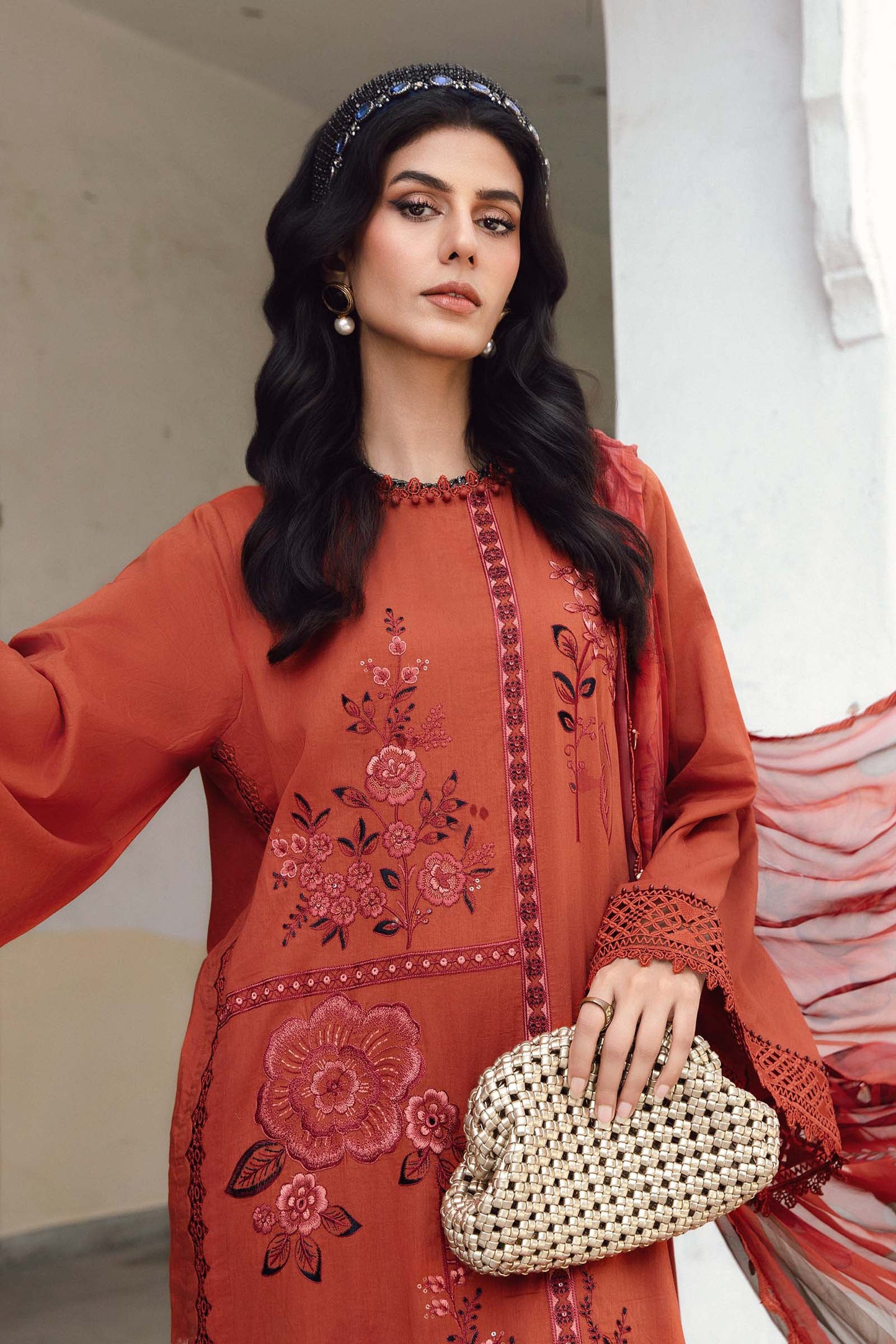 3 Piece Unstitched Embroidered Cambric Suit | MPT-2701-B - RTS