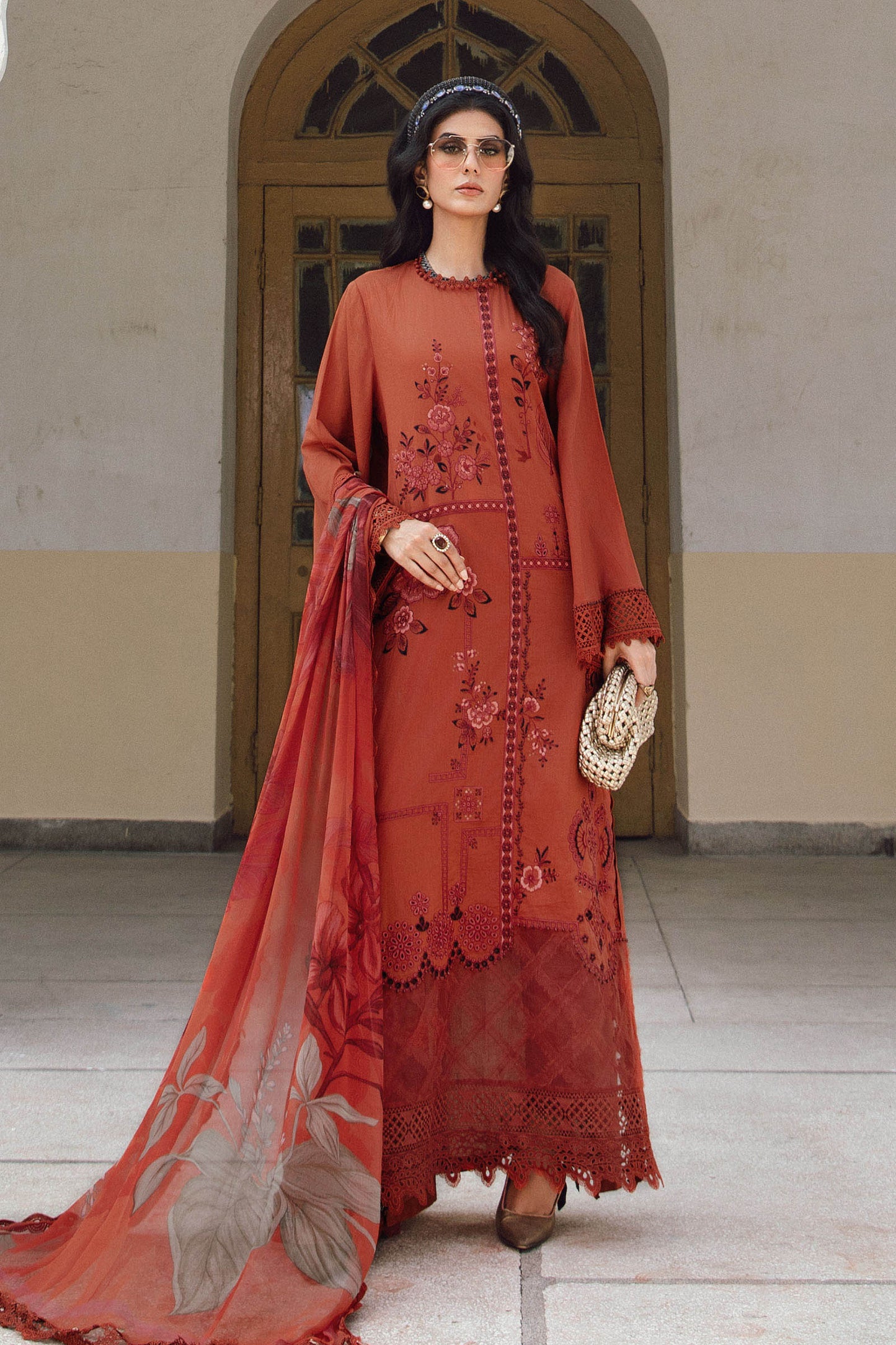 3 Piece Unstitched Embroidered Cambric Suit | MPT-2701-B - RTS