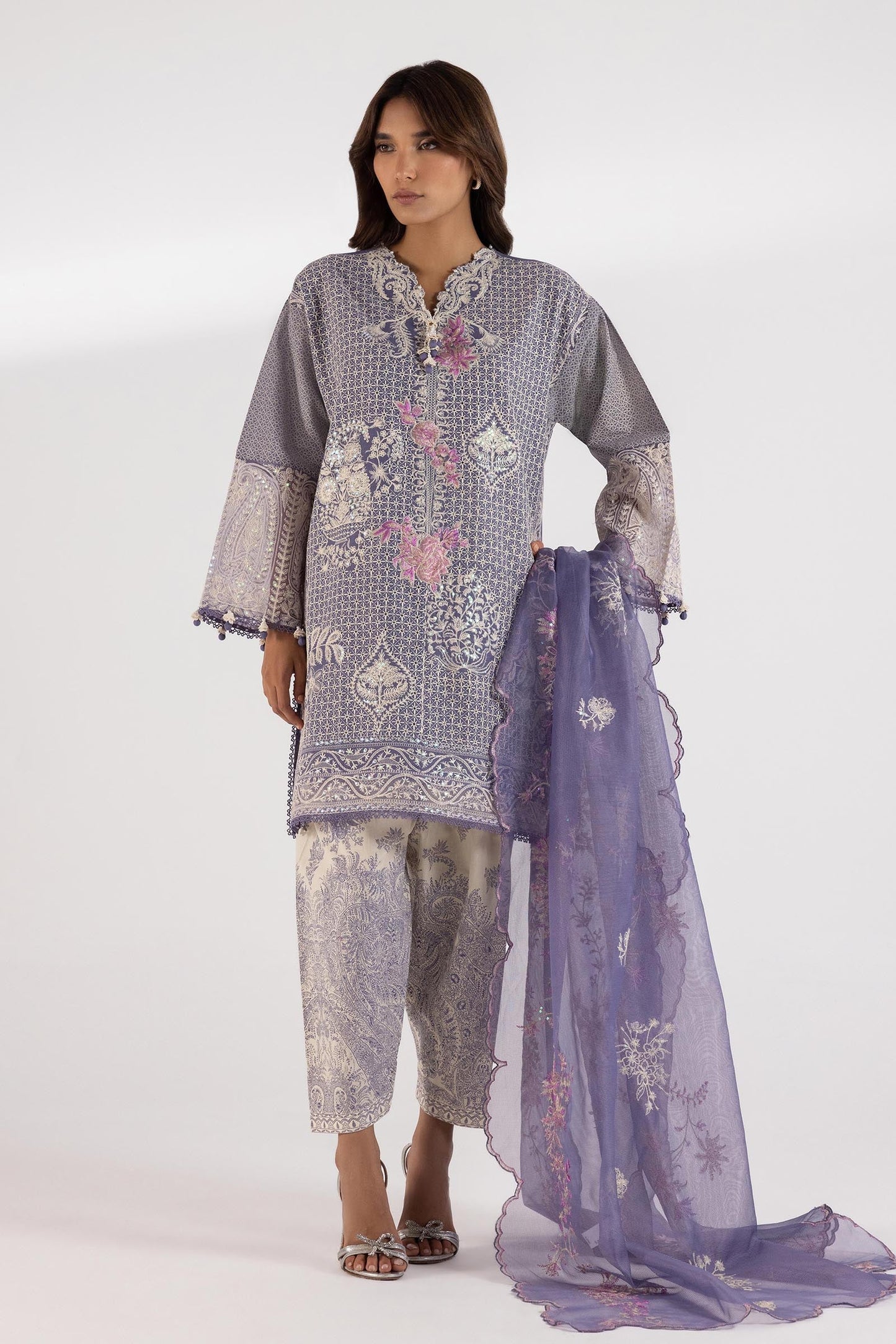 Stitched Luxury Lavender Lawn Suit - RTS