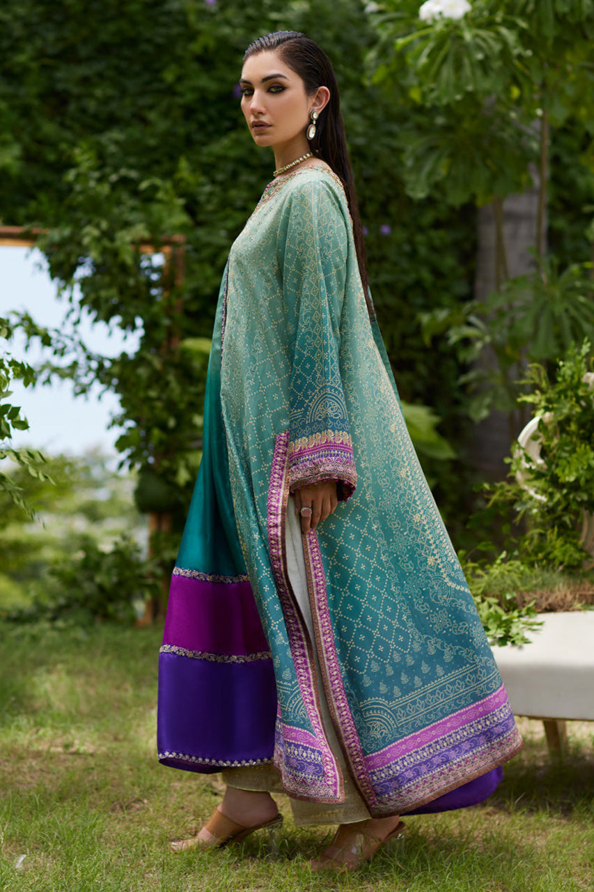 Mayna festive'24 - Leisha Teal Ombre Shirt And Dupatta