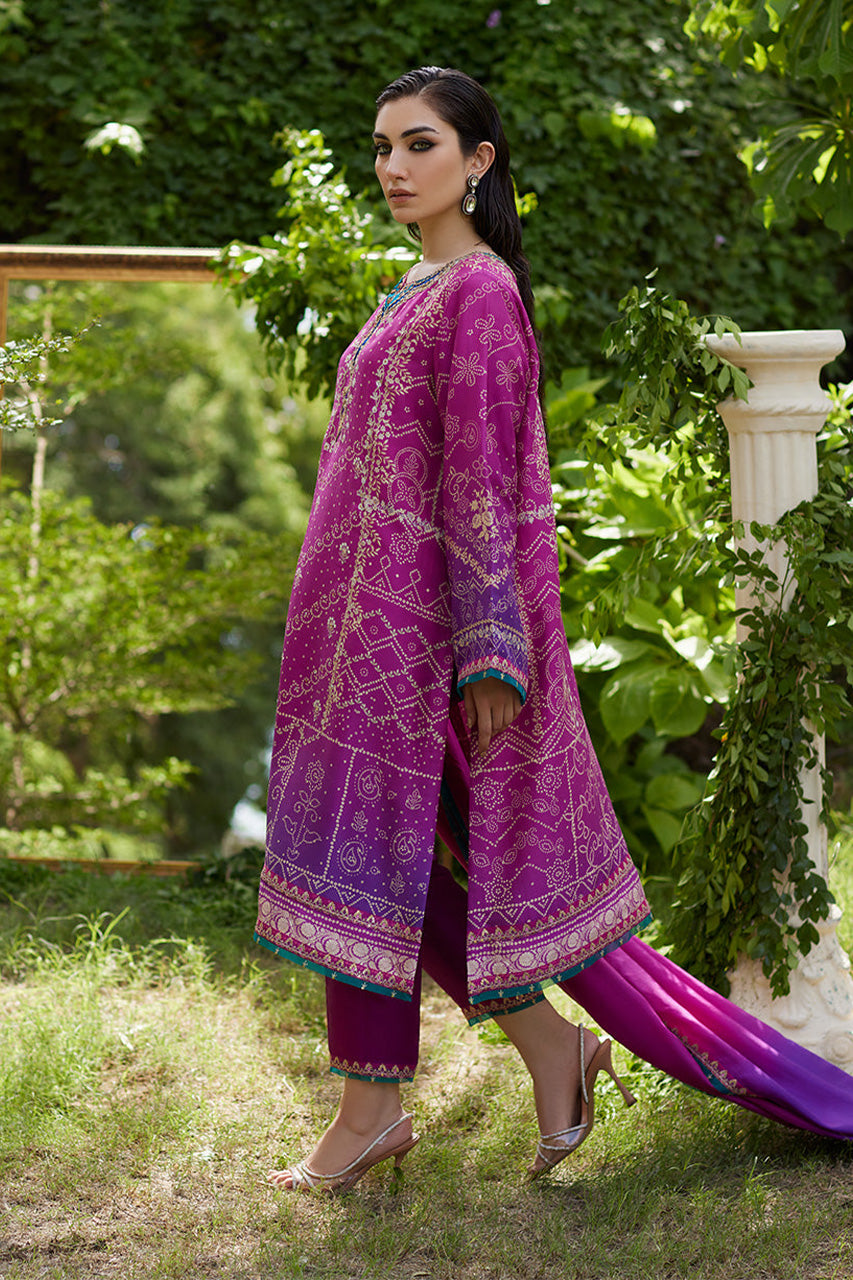 Mayna festive'24 - Tazeen Magenta Ombre Shirt And Dupatta