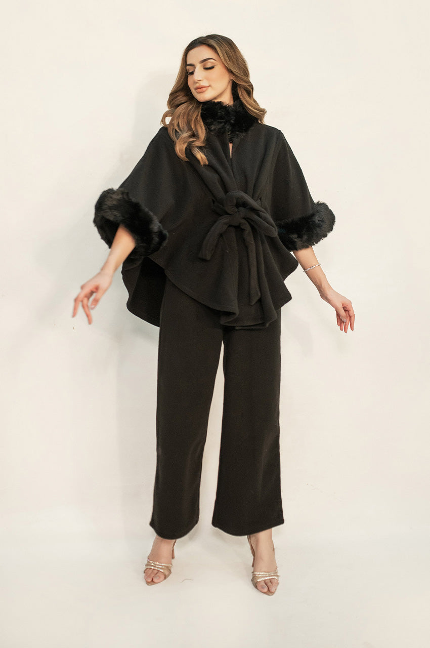 Autumn Winter '24 - Marya Black Fur Two Piece Suit