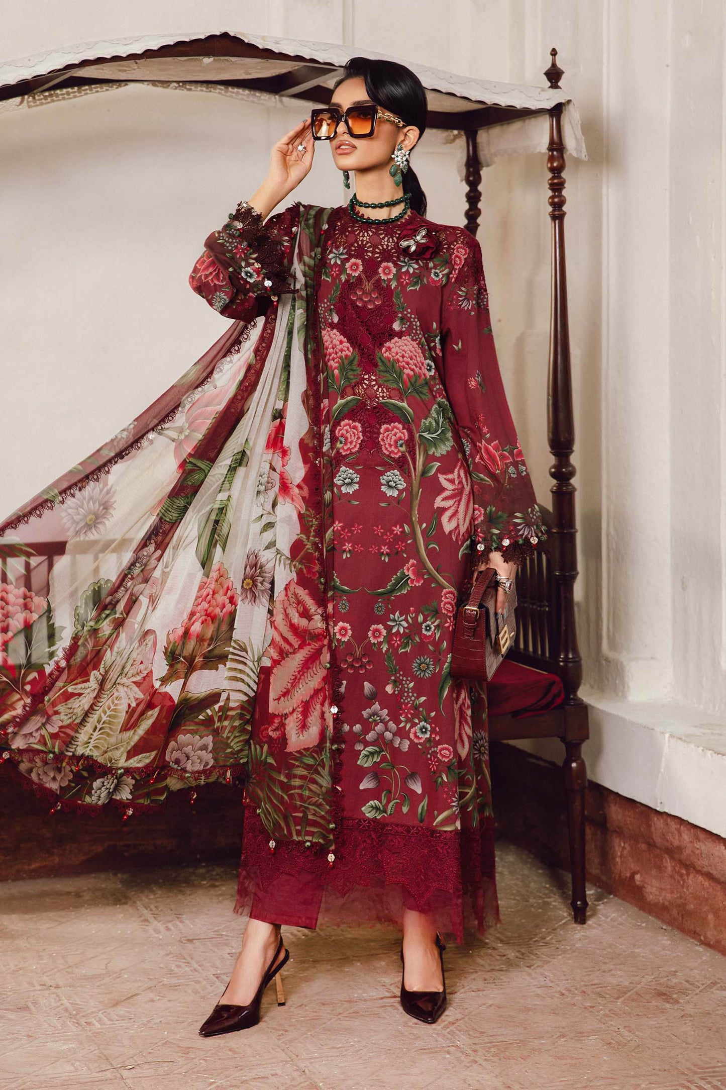3 Piece Unstitched Embroidered Cambric Suit | MPT-2709-A - RTS