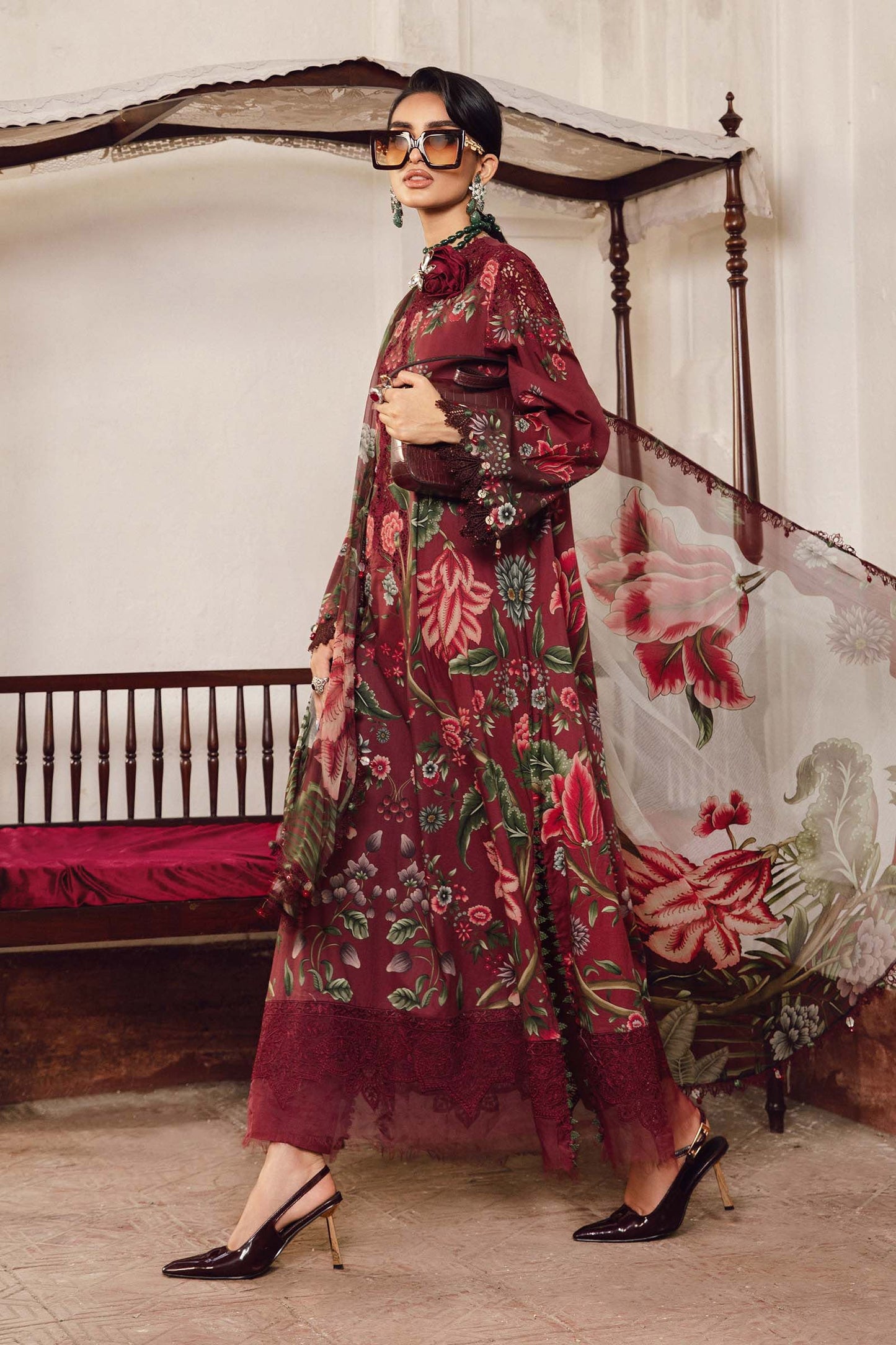 3 Piece Unstitched Embroidered Cambric Suit | MPT-2709-A - RTS