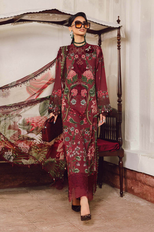 3 Piece Unstitched Embroidered Cambric Suit | MPT-2709-A - RTS