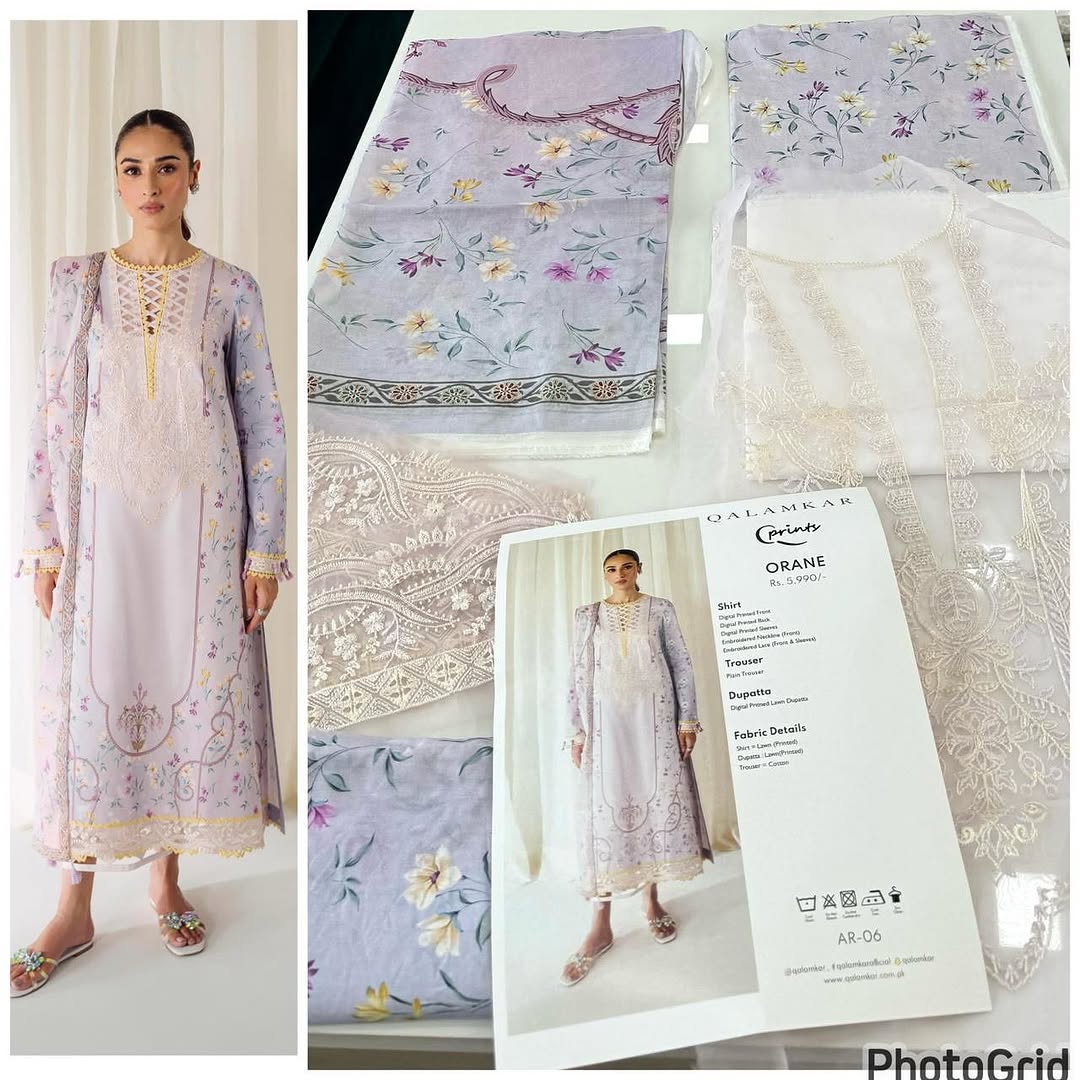 Qalamkar Qprints Eid Edit Lawn – AR-06 Orane- RTS