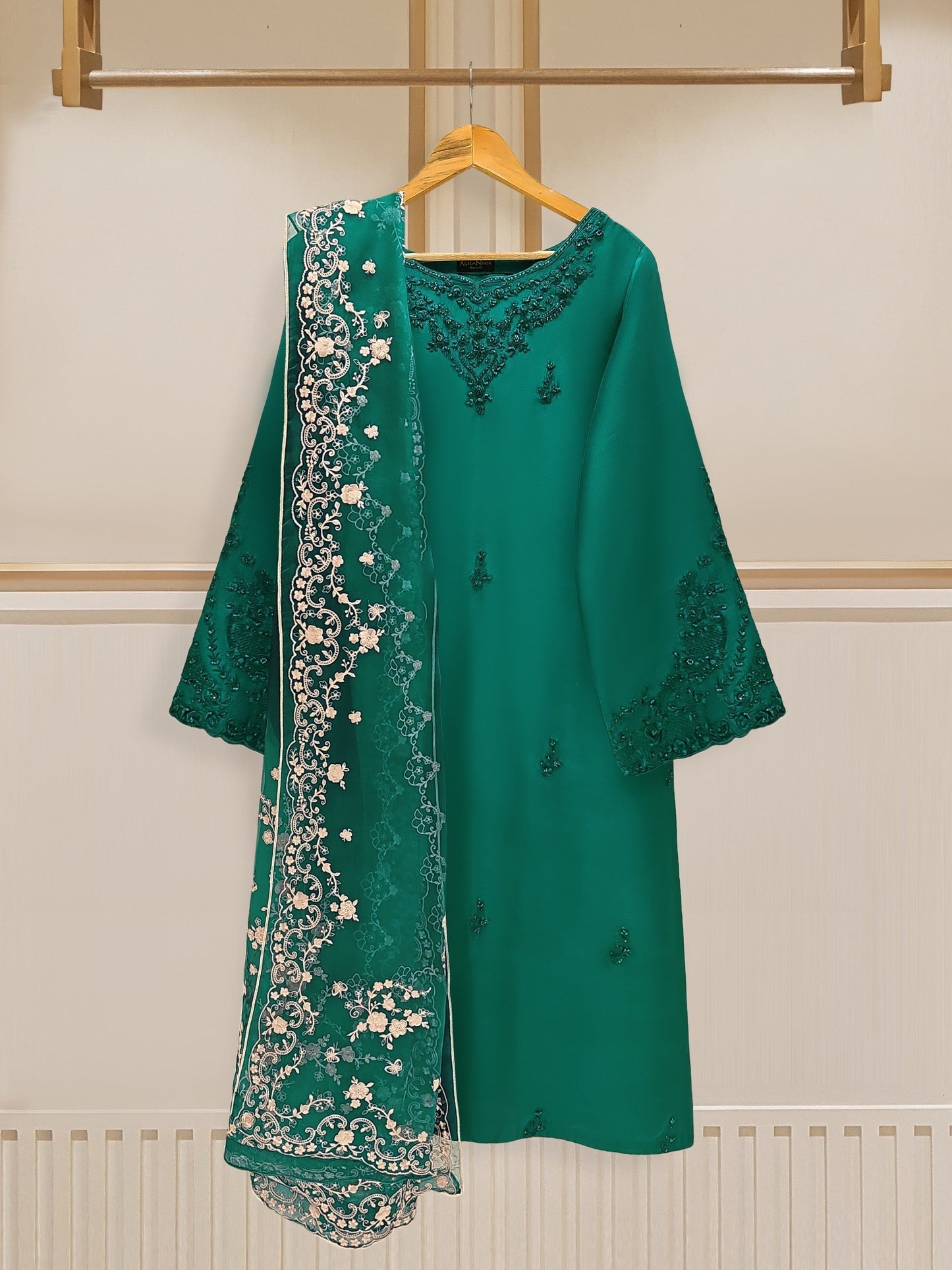 2 Piece - Pure Raw Silk Embroidered Suit S109759