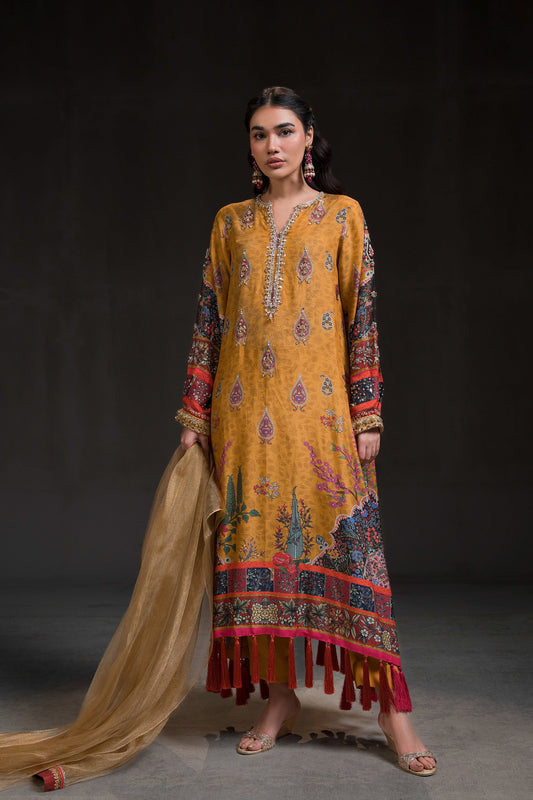 Mustard Gold Kaftan Set (D-12)