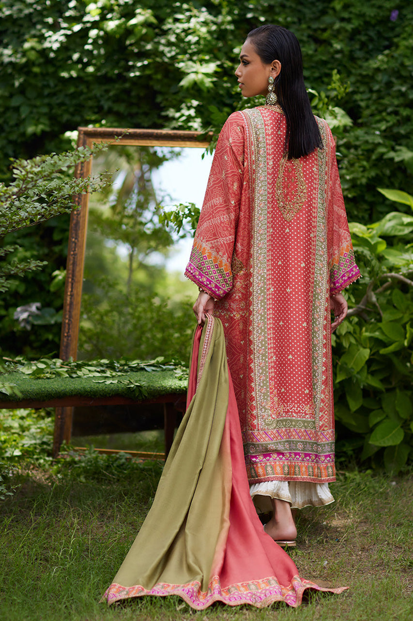 Mayna festive'24 - Bazif Burnt Orange Shirt And Dupatta