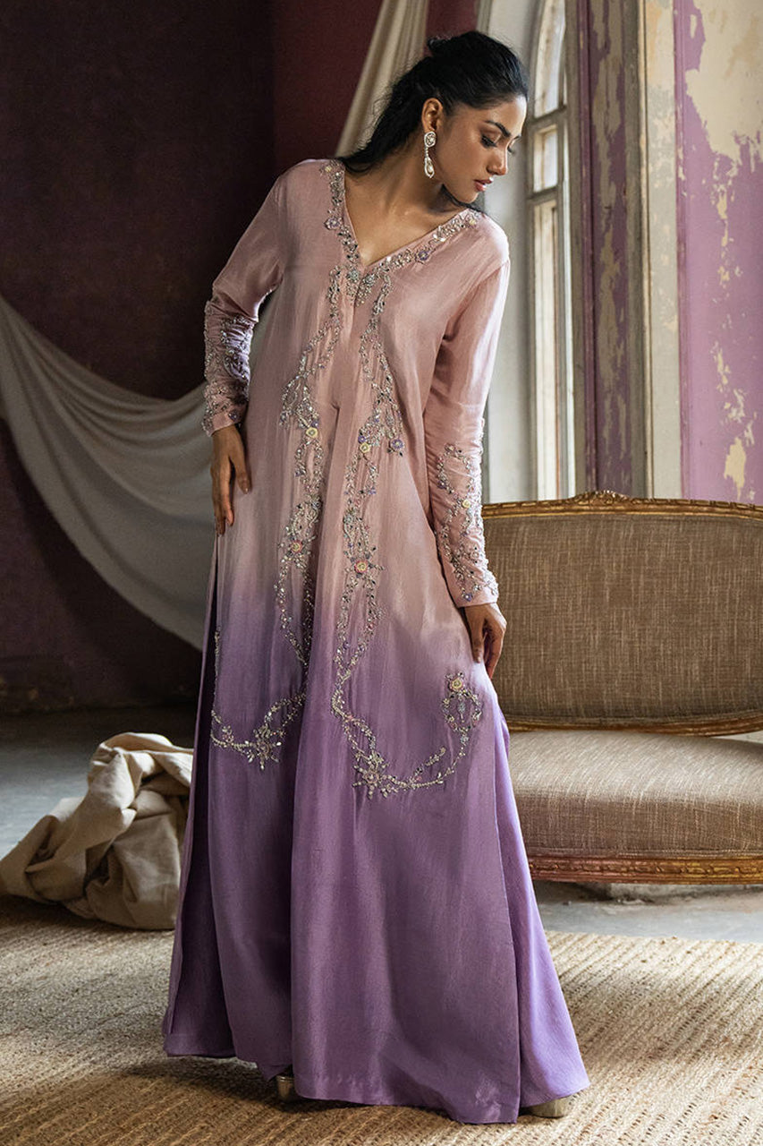 Afsanvi Festive Edit'24 - Lilac Ombre Silk With Pants