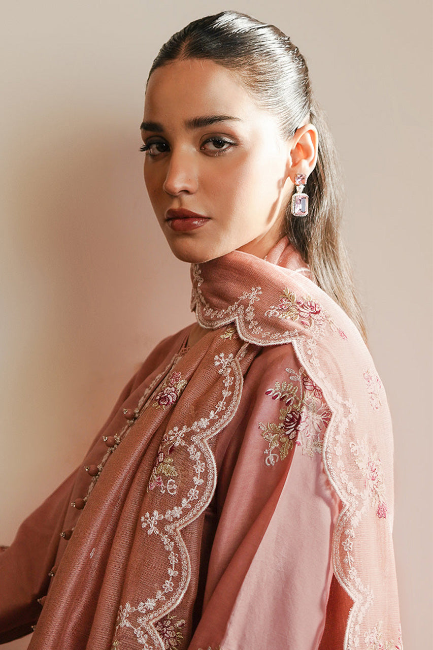 STAIN DE LUXE'24-MYSTIC PINK-3PC SATIN EMBROIDERED SUIT