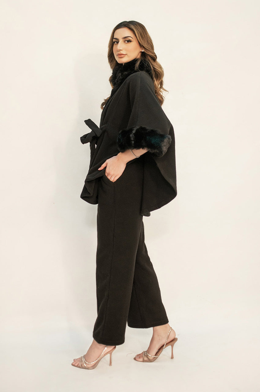 Autumn Winter '24 - Marya Black Fur Two Piece Suit