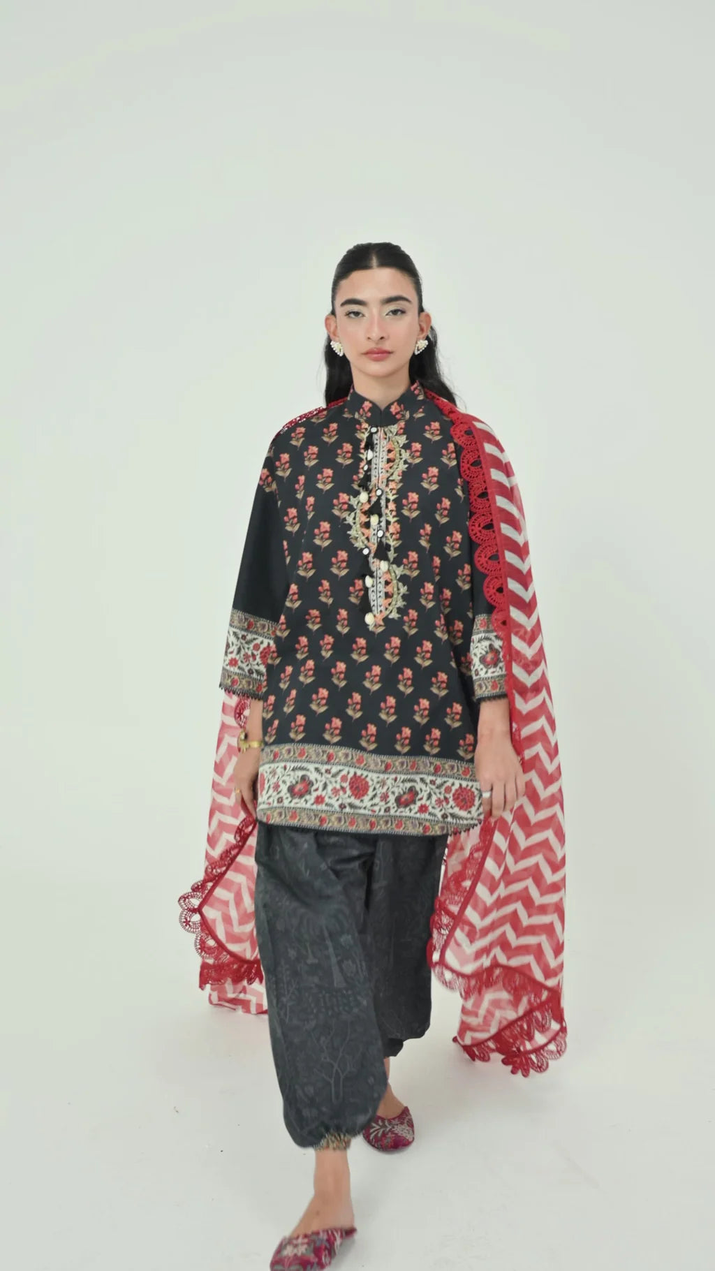 Unstitched Printed 3 Piece Lawn Suit -2A