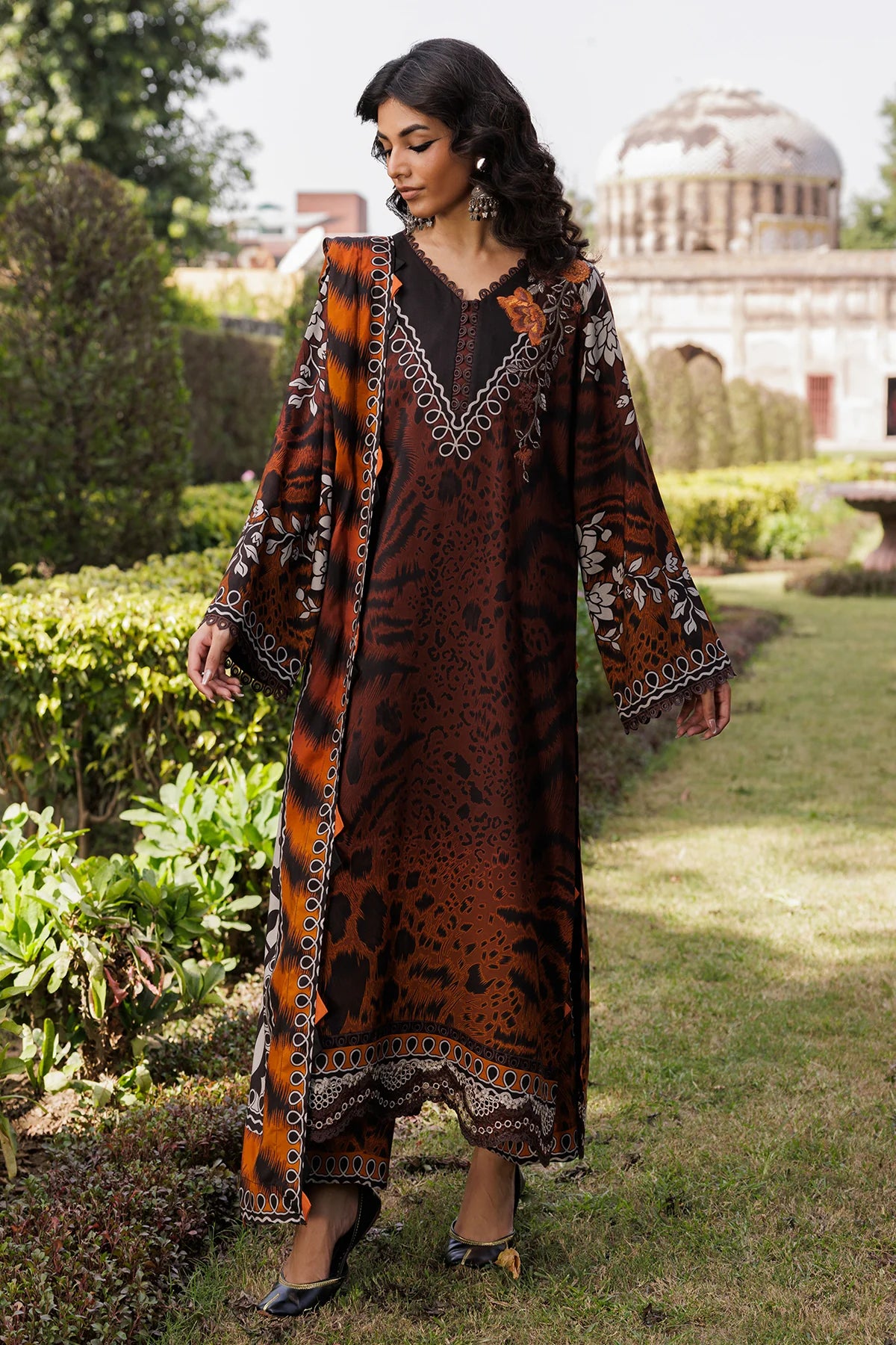 Charizma Brown Embroidered Unstitched CCW6-15 - RTS