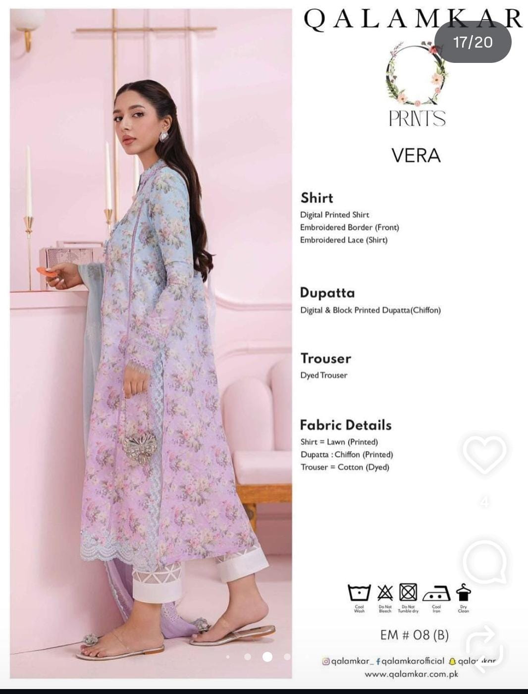 Qalamkar Qprints Eid Edit Lawn – EM-08 (B) VERA- RTS