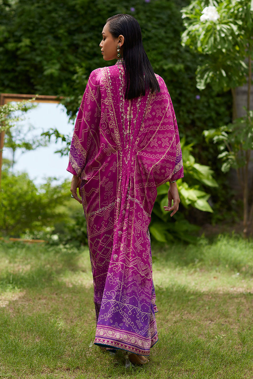 Mayna festive'24 - Zahli Magenta Ombre Kaftan