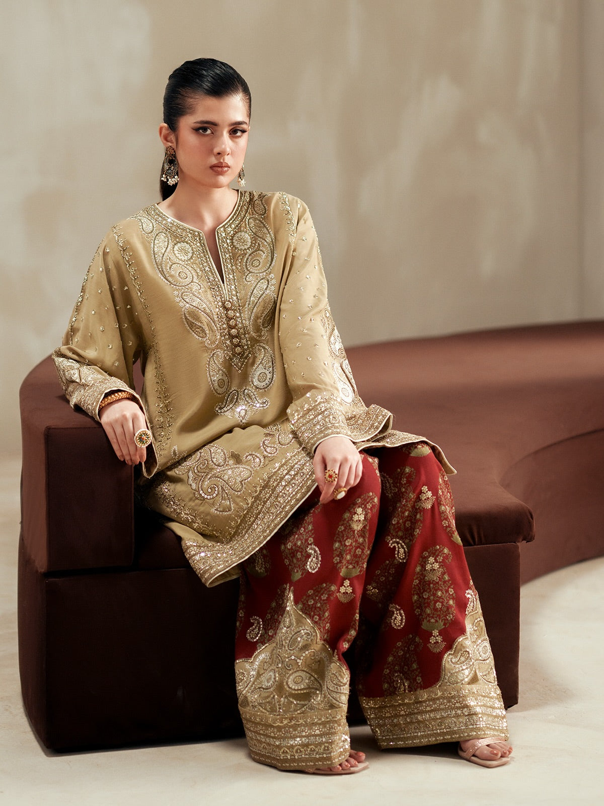 ETHNC Embroidered Suit - Beige