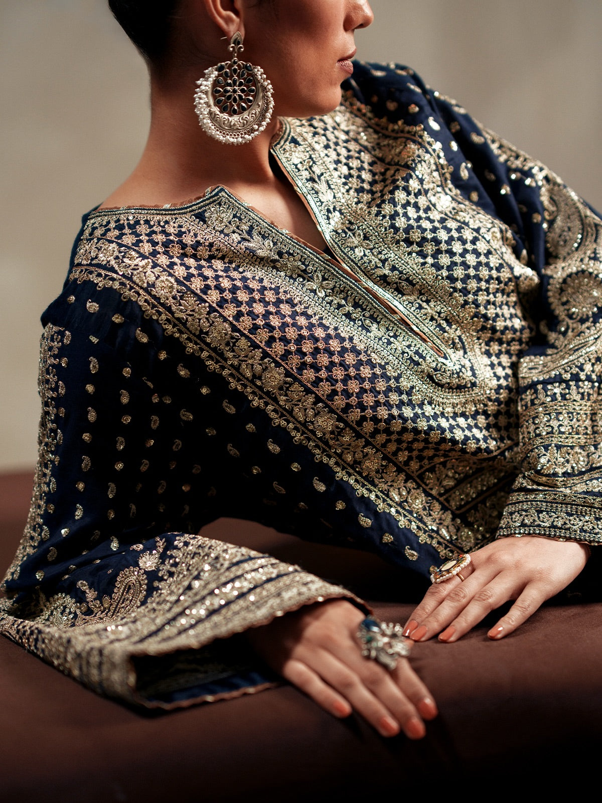 ETHNC Embroidered Suit - Blue