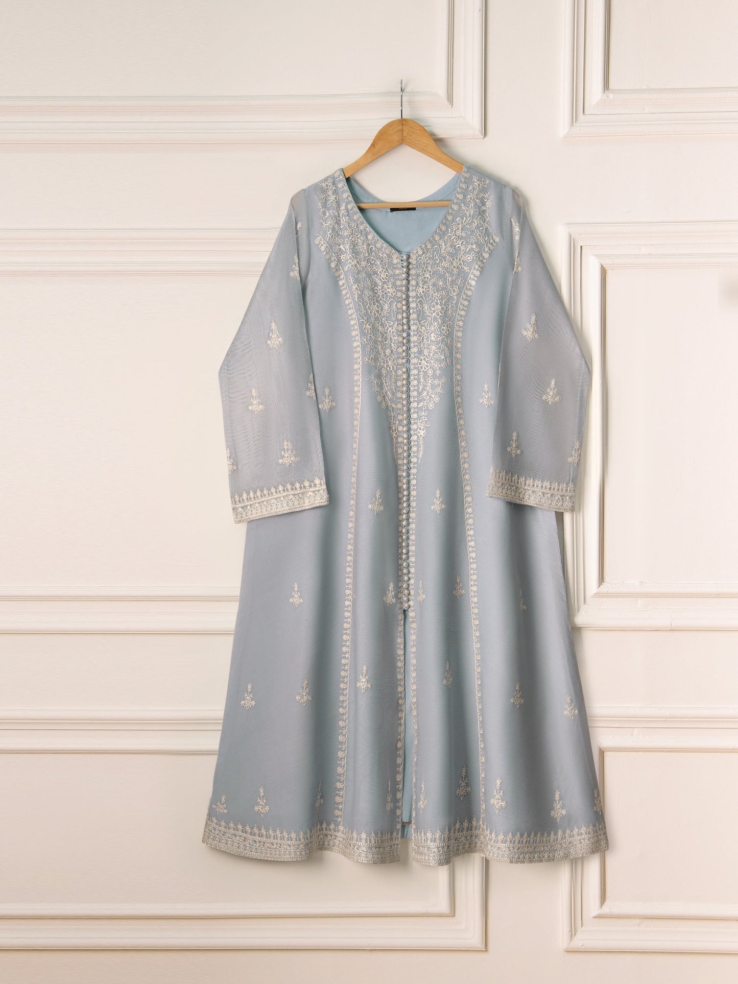 3 Piece- Pure Cotton Net Embroidered Suit S110945