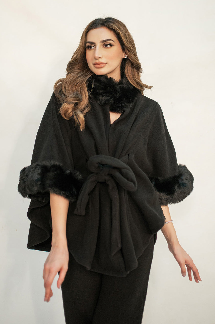 Autumn Winter '24 - Marya Black Fur Two Piece Suit