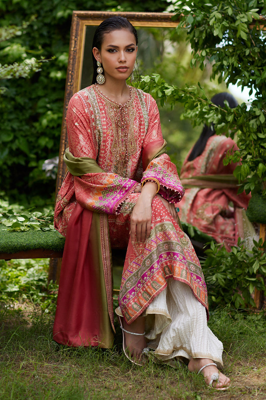 Mayna festive'24 - Bazif Burnt Orange Shirt And Dupatta