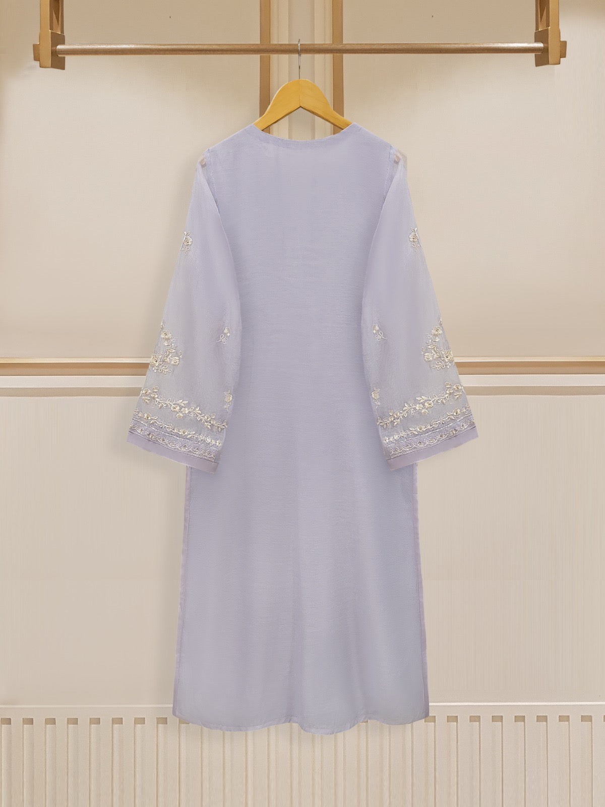 3 Piece - Pure Cotton Net Embroidered Suit S109535