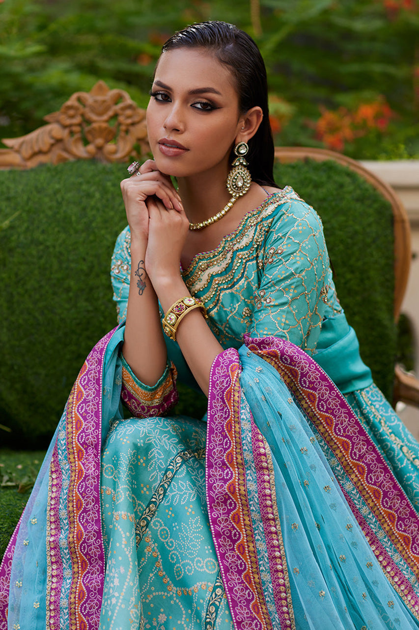 Mayna festive'24 - Zaiba Turquoise Kalidaar