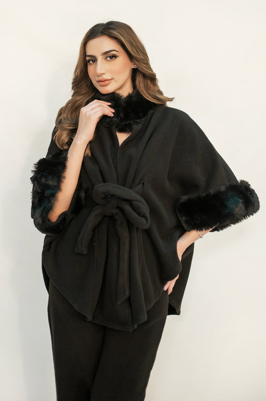 Autumn Winter '24 - Marya Black Fur Two Piece Suit