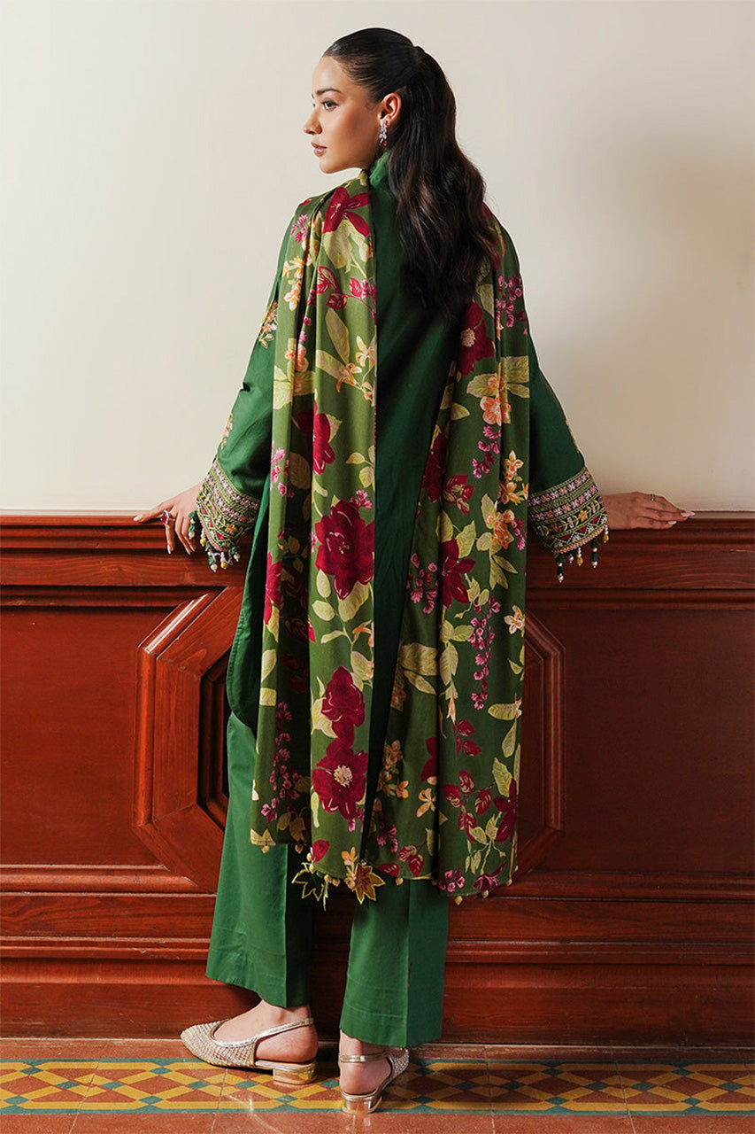 STAIN DE LUXE'24-GREEN OASIS-3PC SATIN EMBROIDERED SUIT