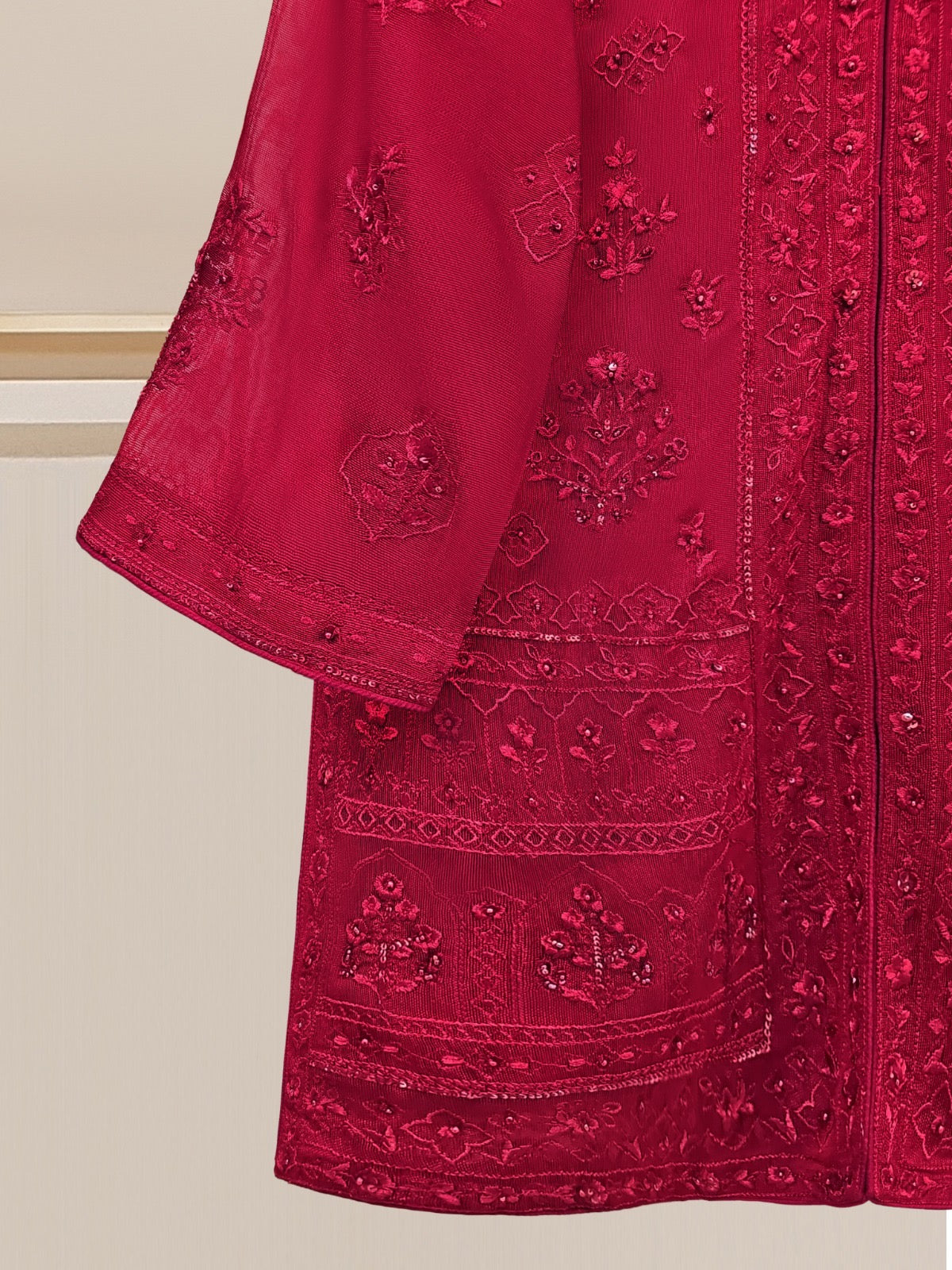 2 Piece - Pure Cotton Net Embroidered Suit S109919