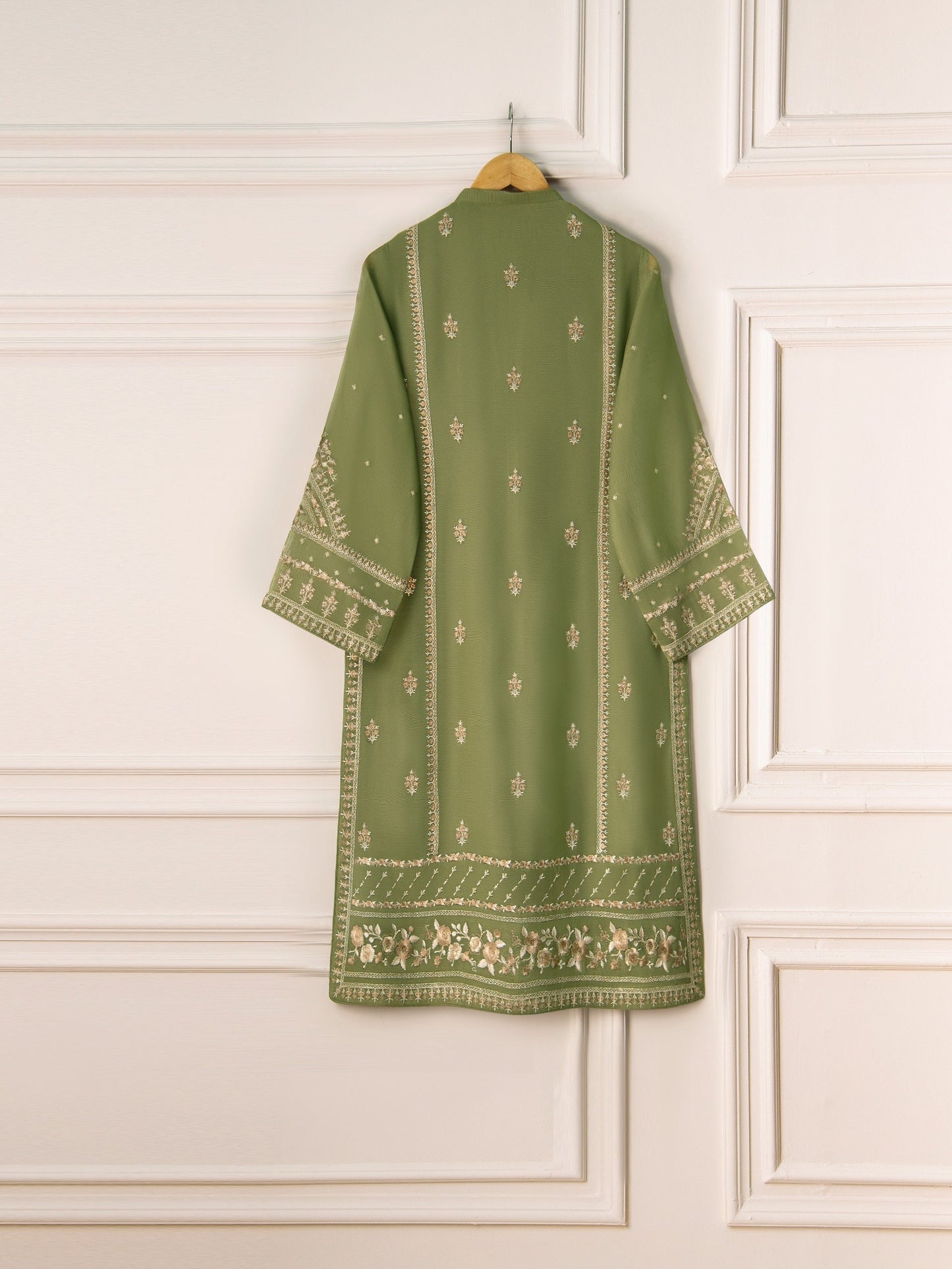 3 Piece- Pure Cotton Net Embroidered Suit S111071