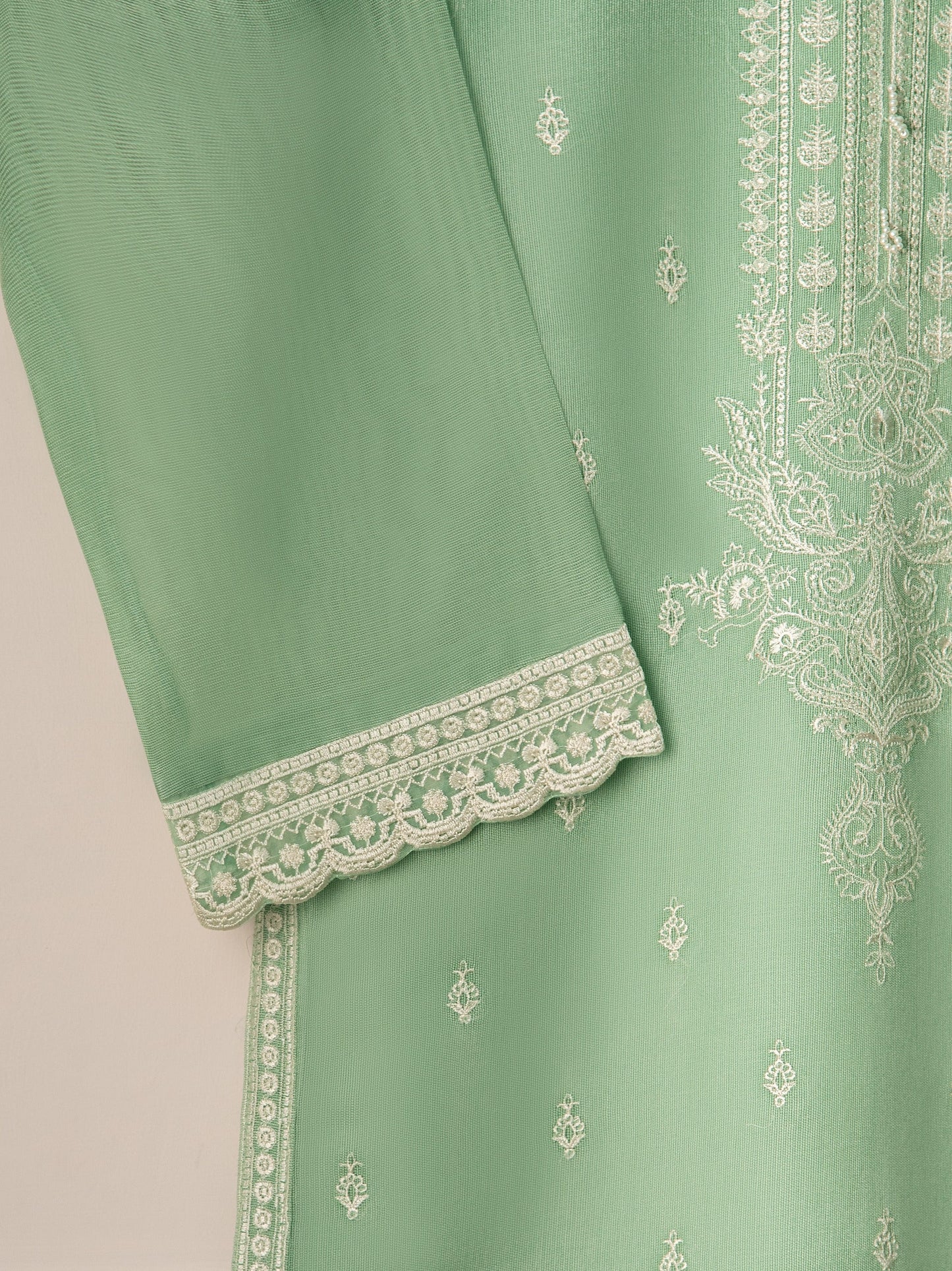 3 Piece- Pure Cotton Net Embroidered Suit S110944