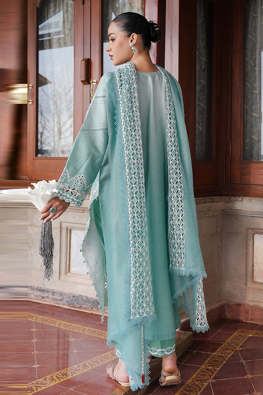 STAIN DE LUXE'24-AQUA MELODY-3PC SATIN EMBROIDERED SUIT