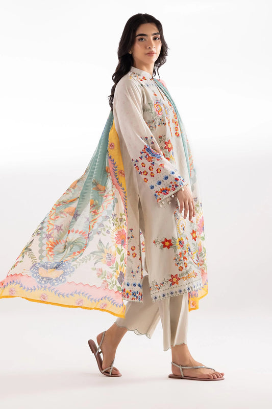 Stitched Muzlin Lawn Suit- RTS