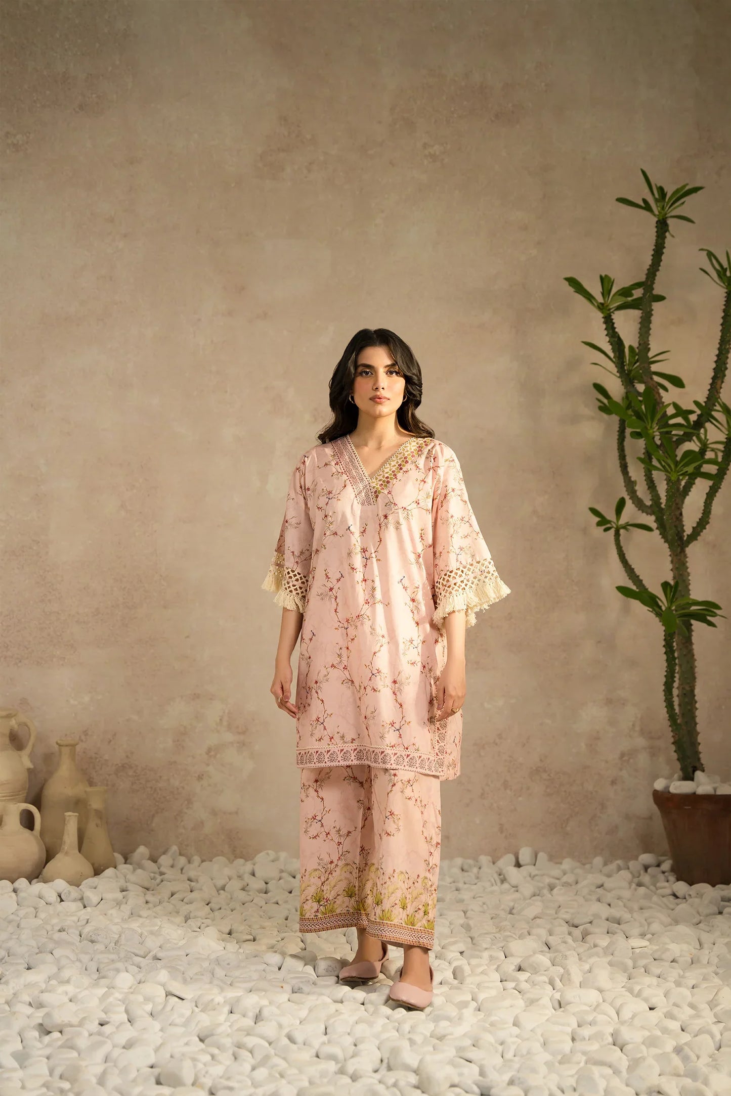 Lawn Pret '25- Dove Matching Set