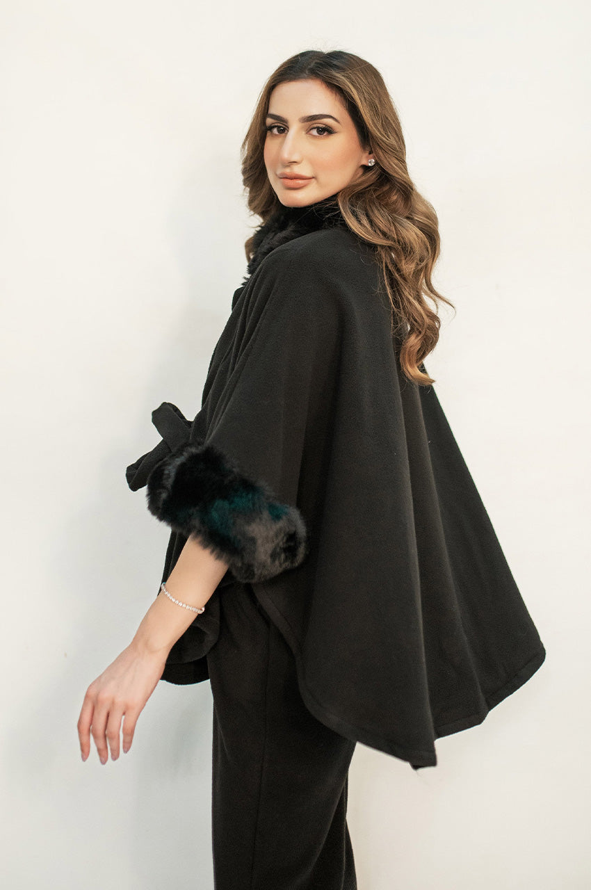 Autumn Winter '24 - Marya Black Fur Two Piece Suit