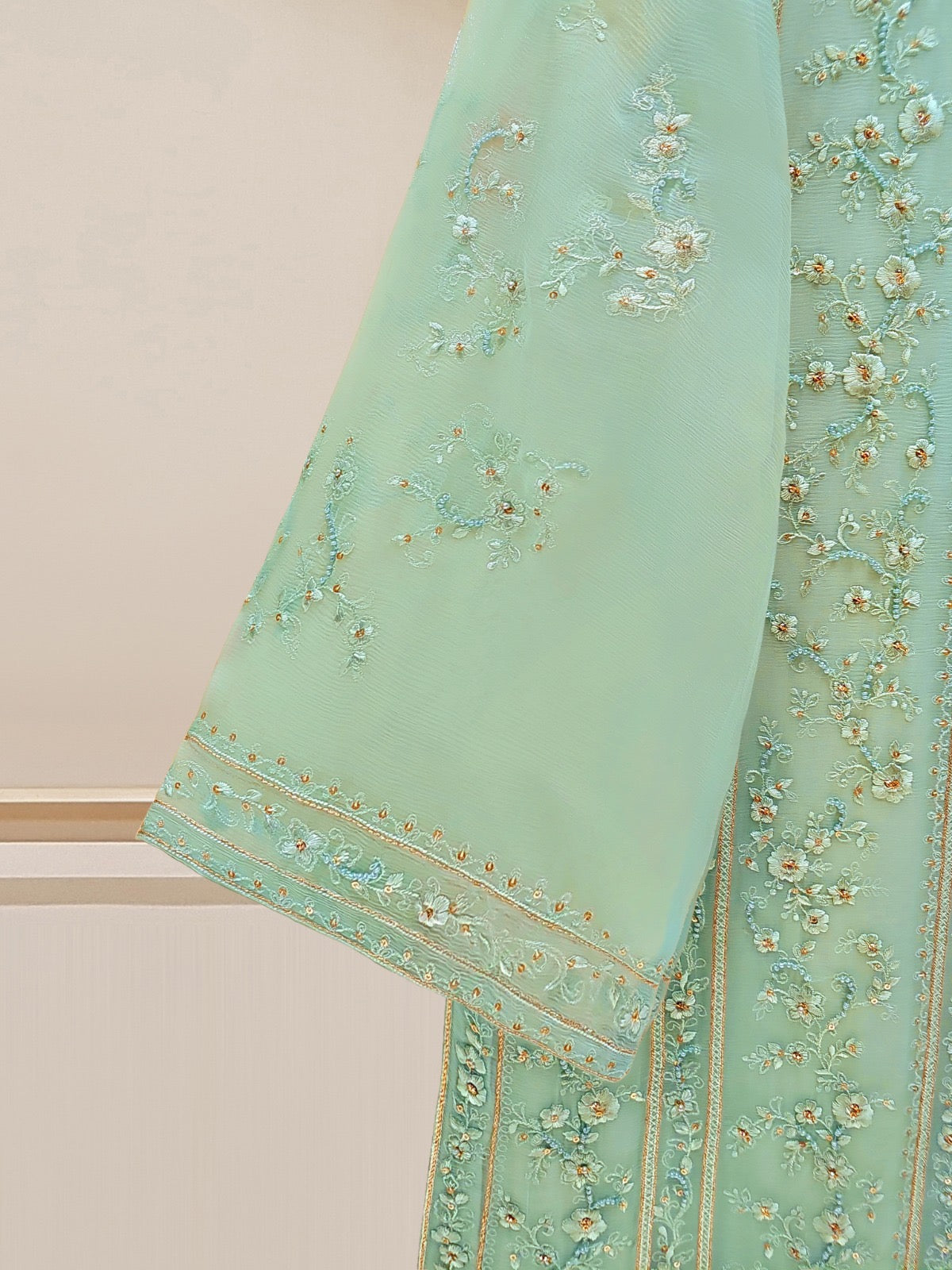 2 Piece - Embroidered Chiffon Suit S109708