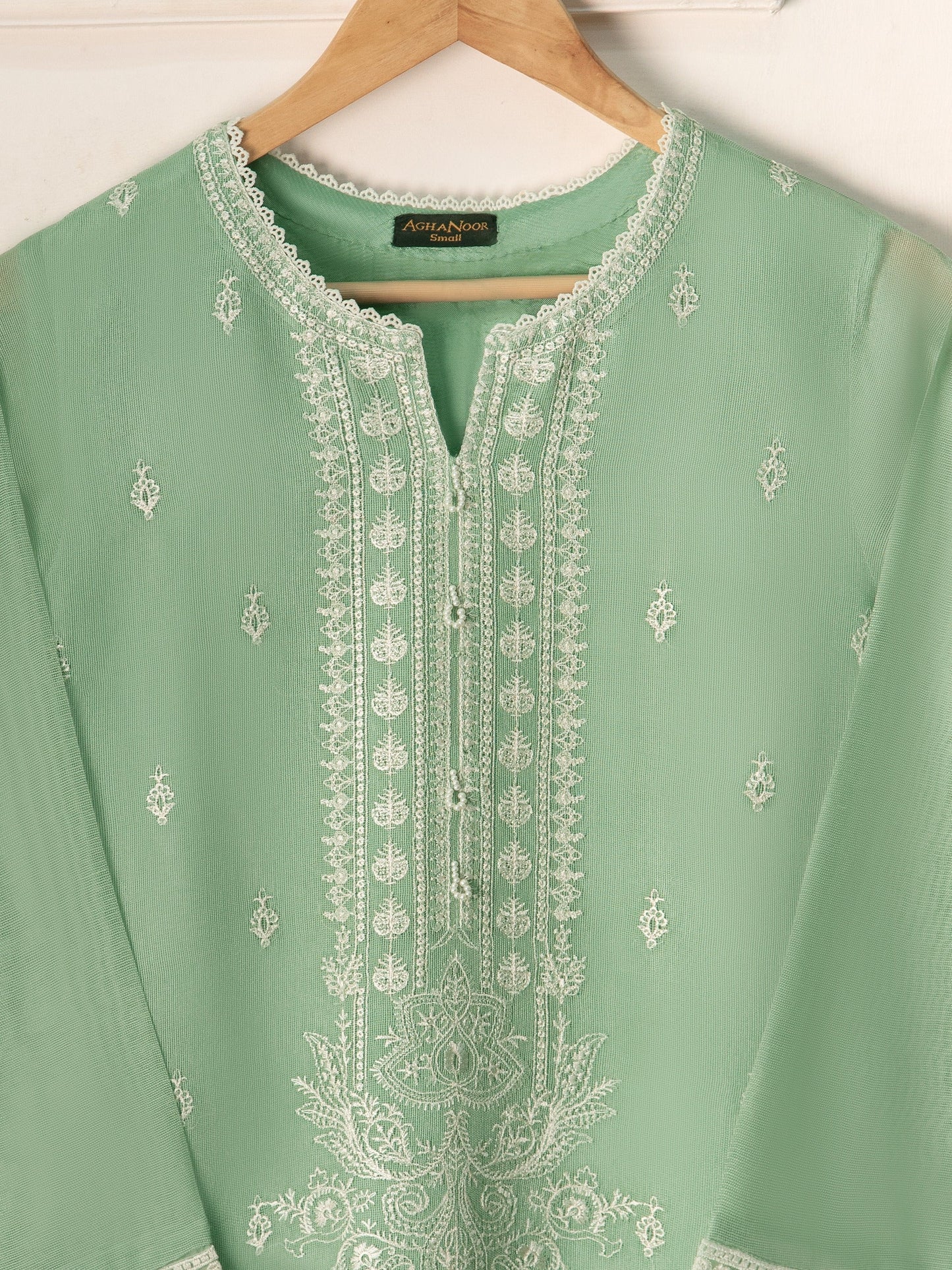 3 Piece- Pure Cotton Net Embroidered Suit S110944