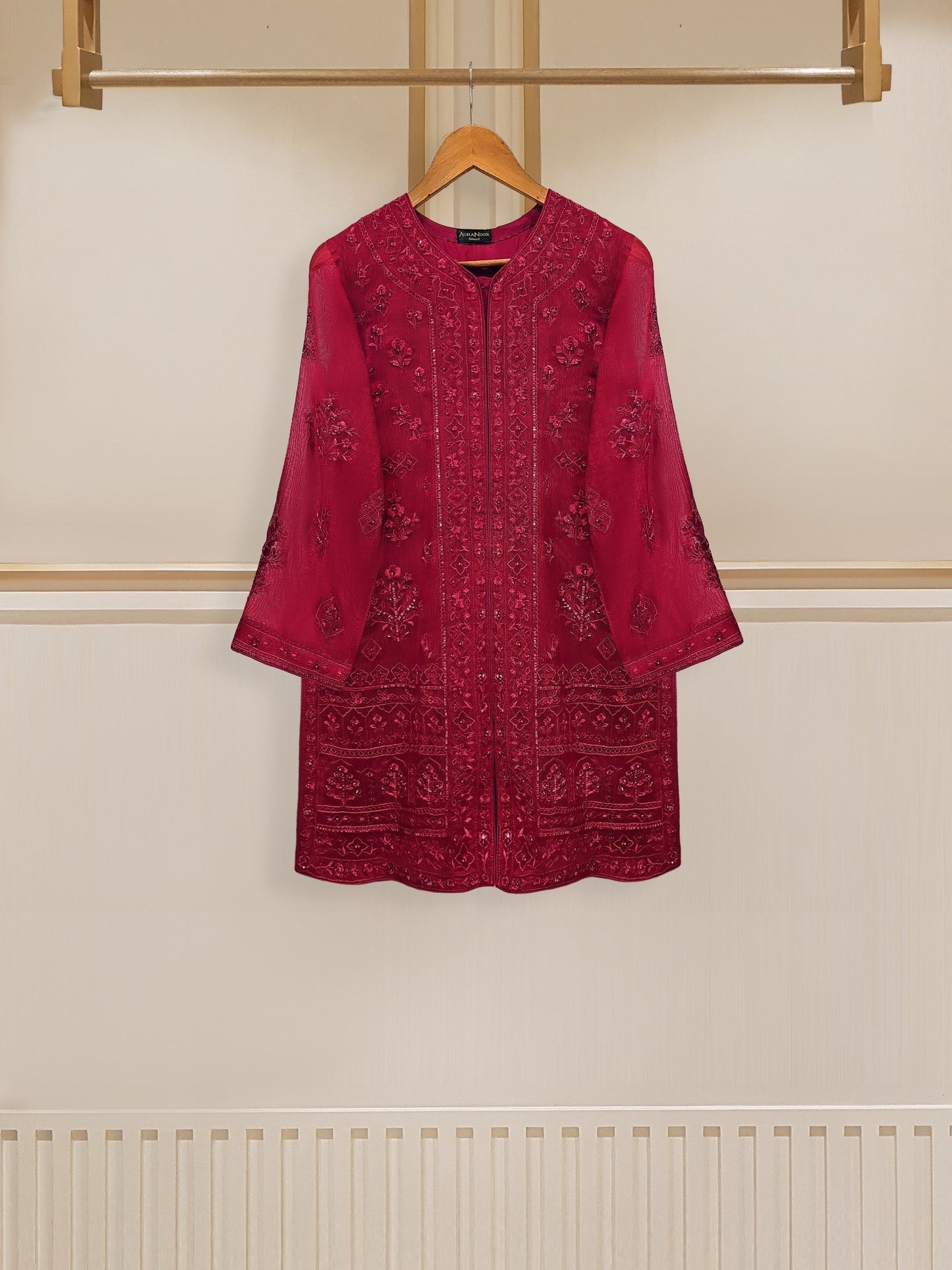 2 Piece - Pure Cotton Net Embroidered Suit S109919