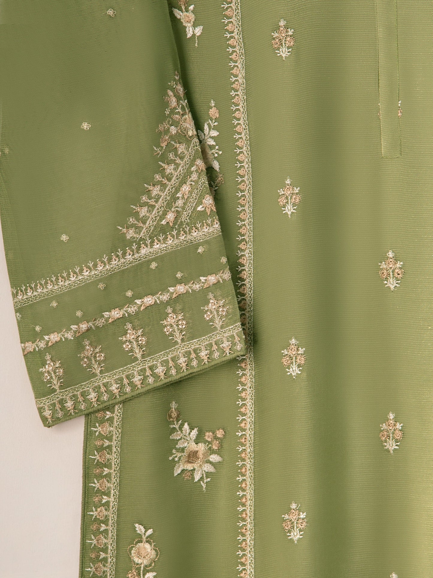 3 Piece- Pure Cotton Net Embroidered Suit S111071