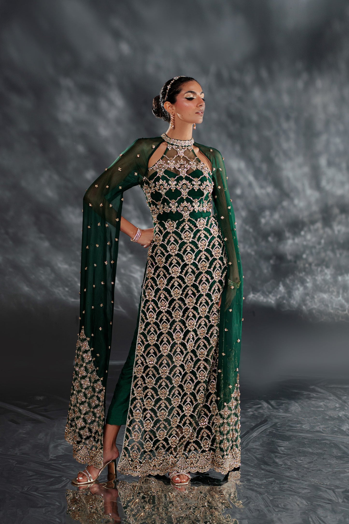 Bold Emerald Majesty Statement Gown (D-03)