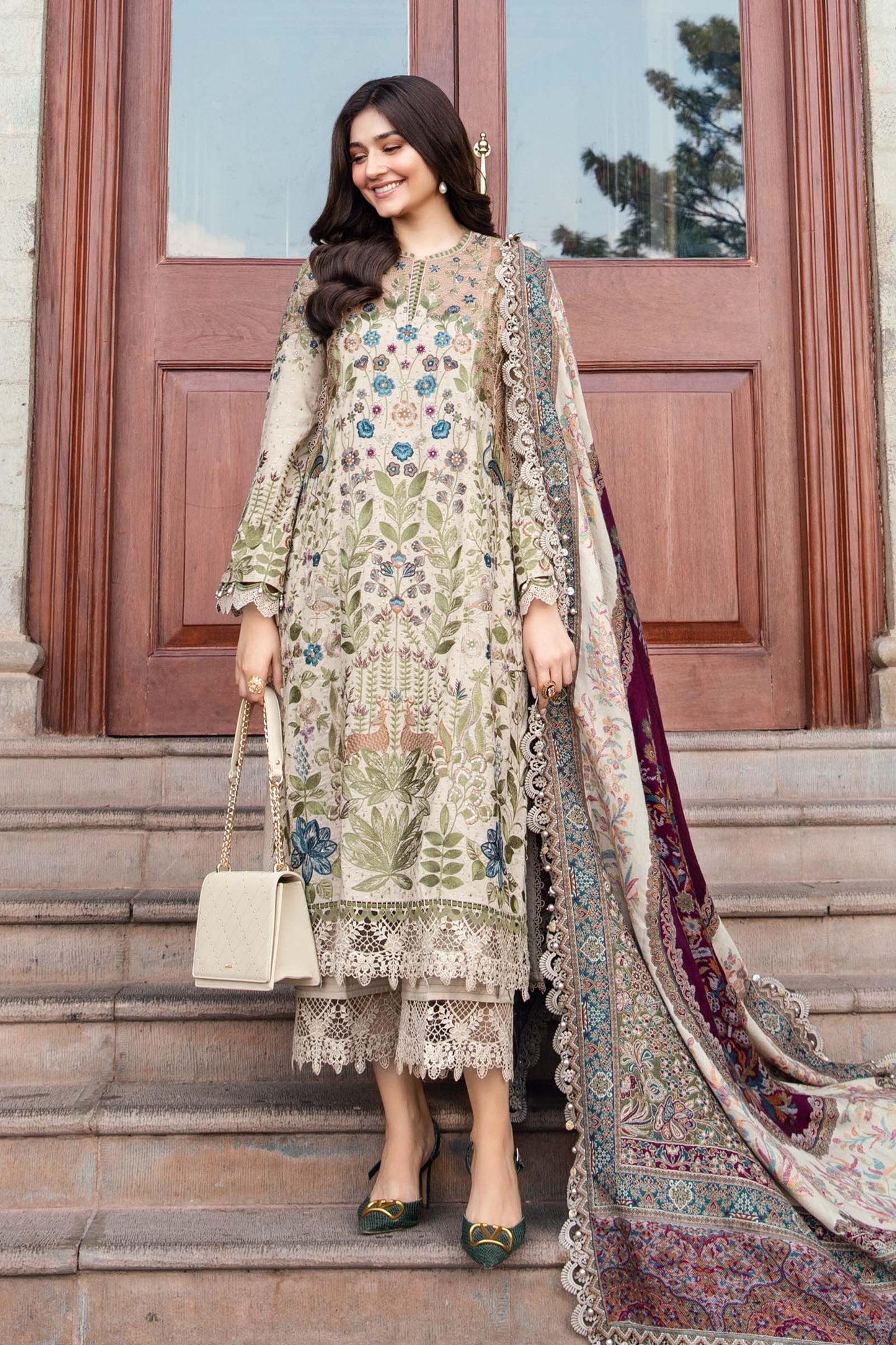 Winter Luxe'24 - 3 Piece Unstitched Embroidered Linen Suit | DL-1211