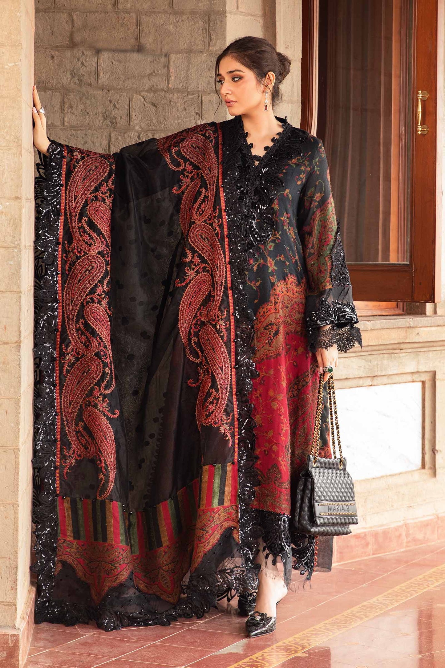 Winter Luxe'24 - 3 Piece Unstitched Embroidered Woven Suit | DL-1204